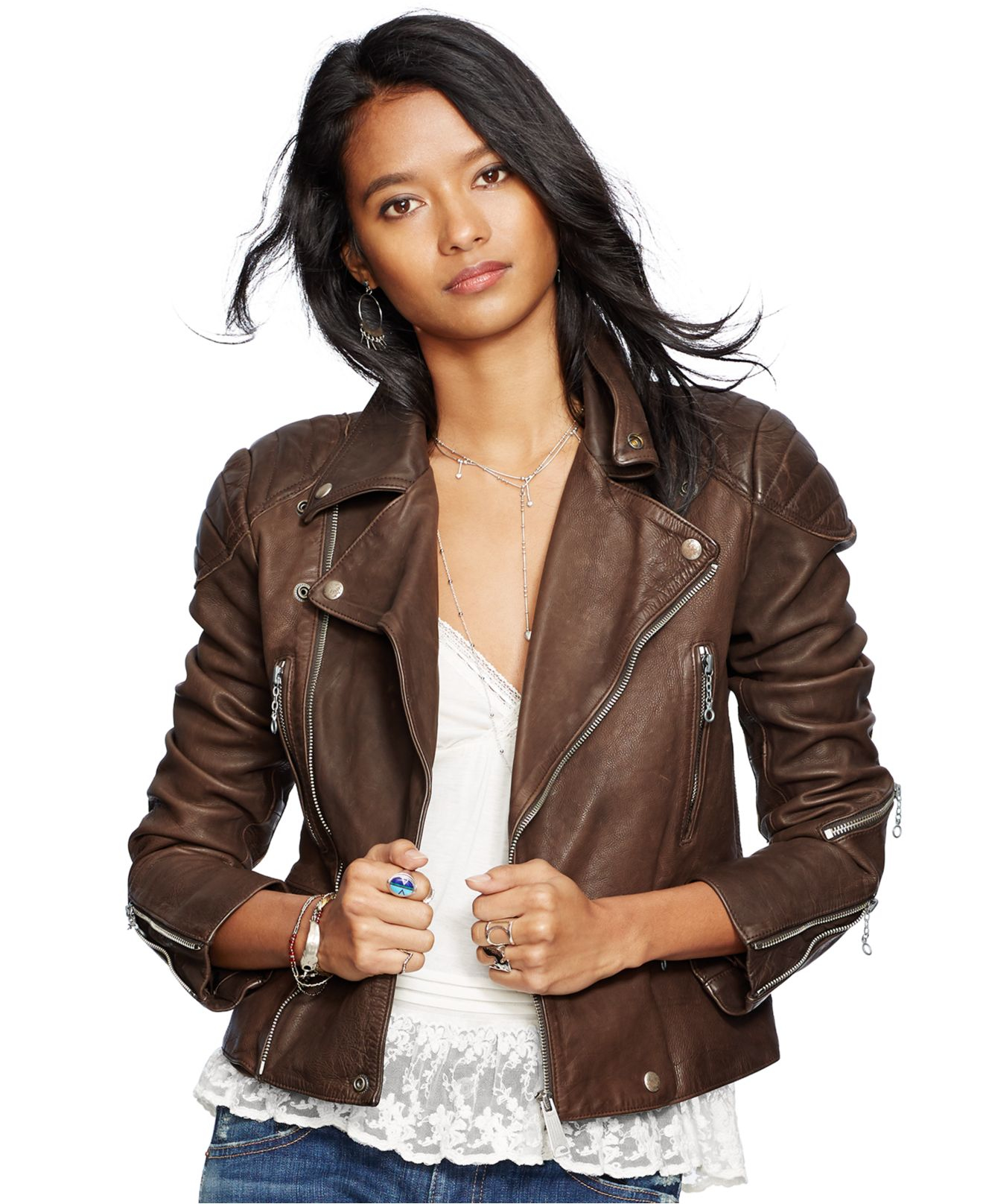 Womens Dark Brown Leather Jacket - Jacket