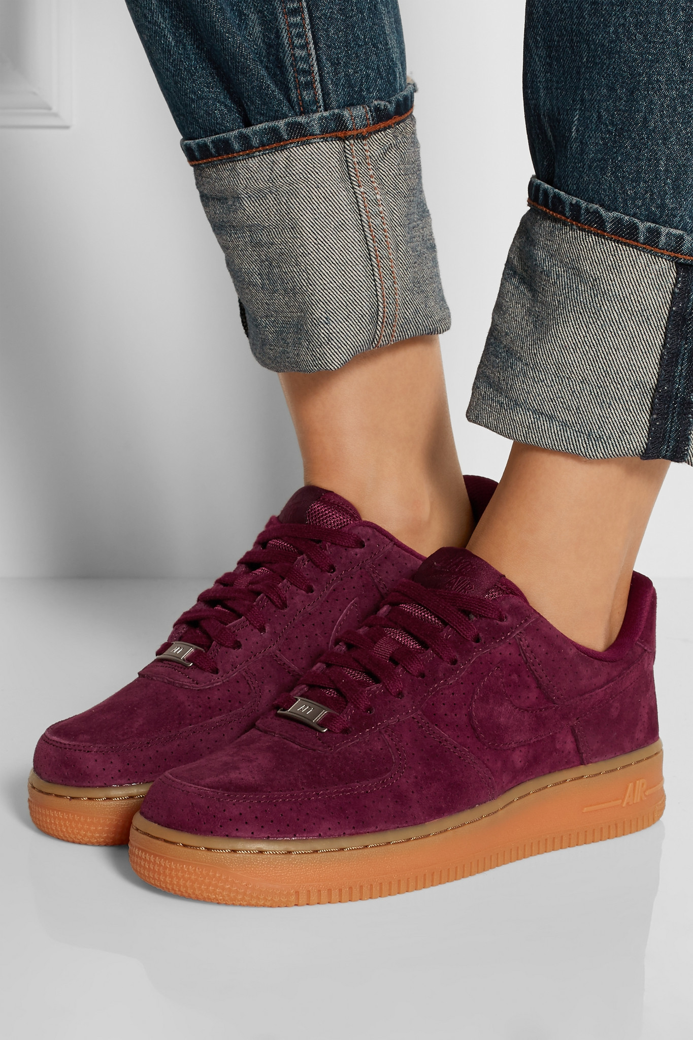 burgundy suede high top air force ones