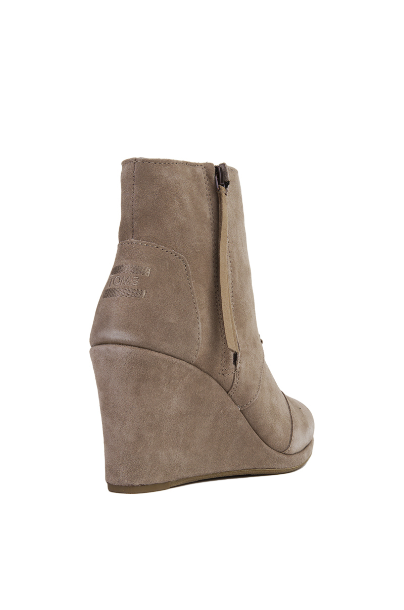 TOMS Desert Wedge High Taupe Suede 