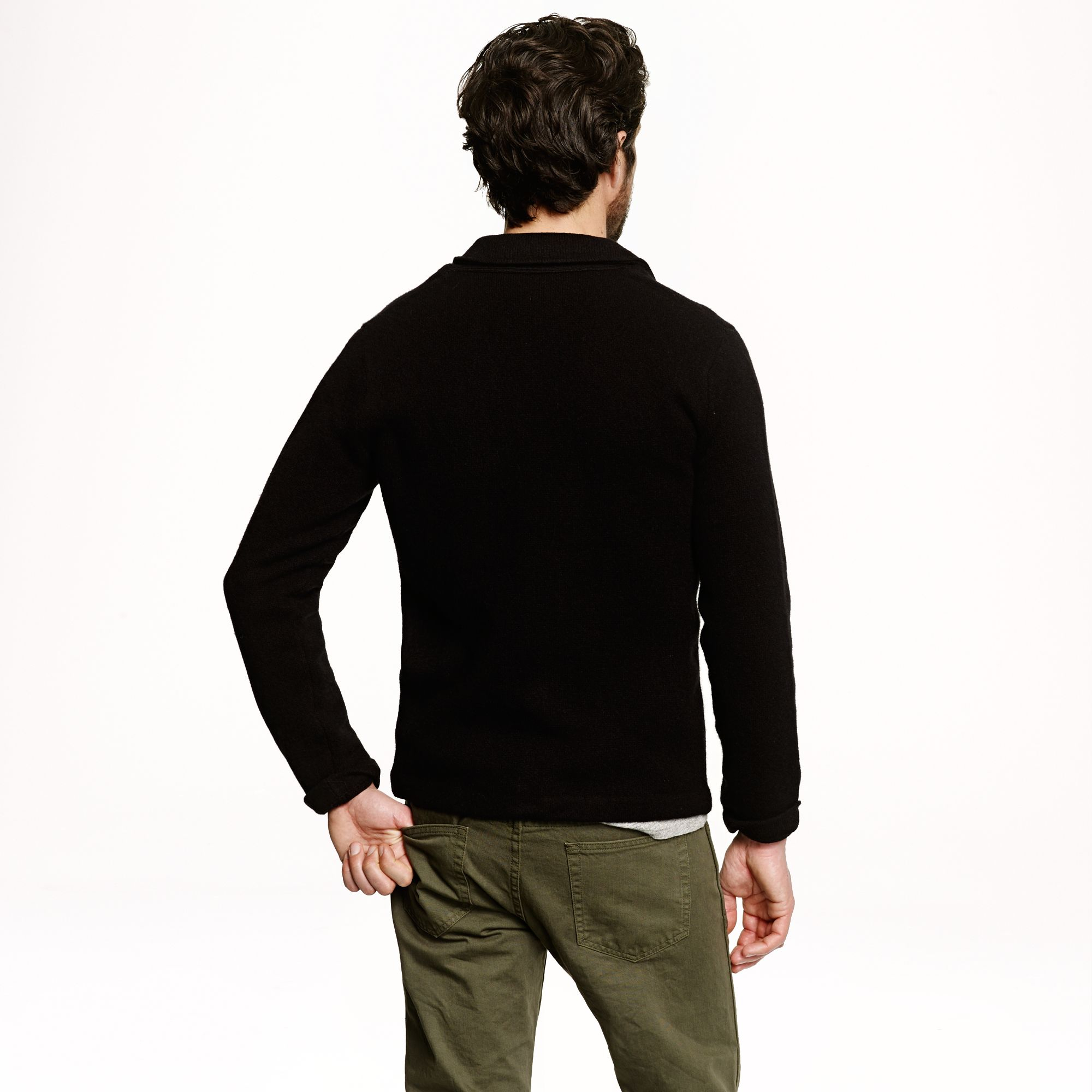 J.crew Wallace Barnes Boiled Lambs Wool Sweater Jacket in Black for Men