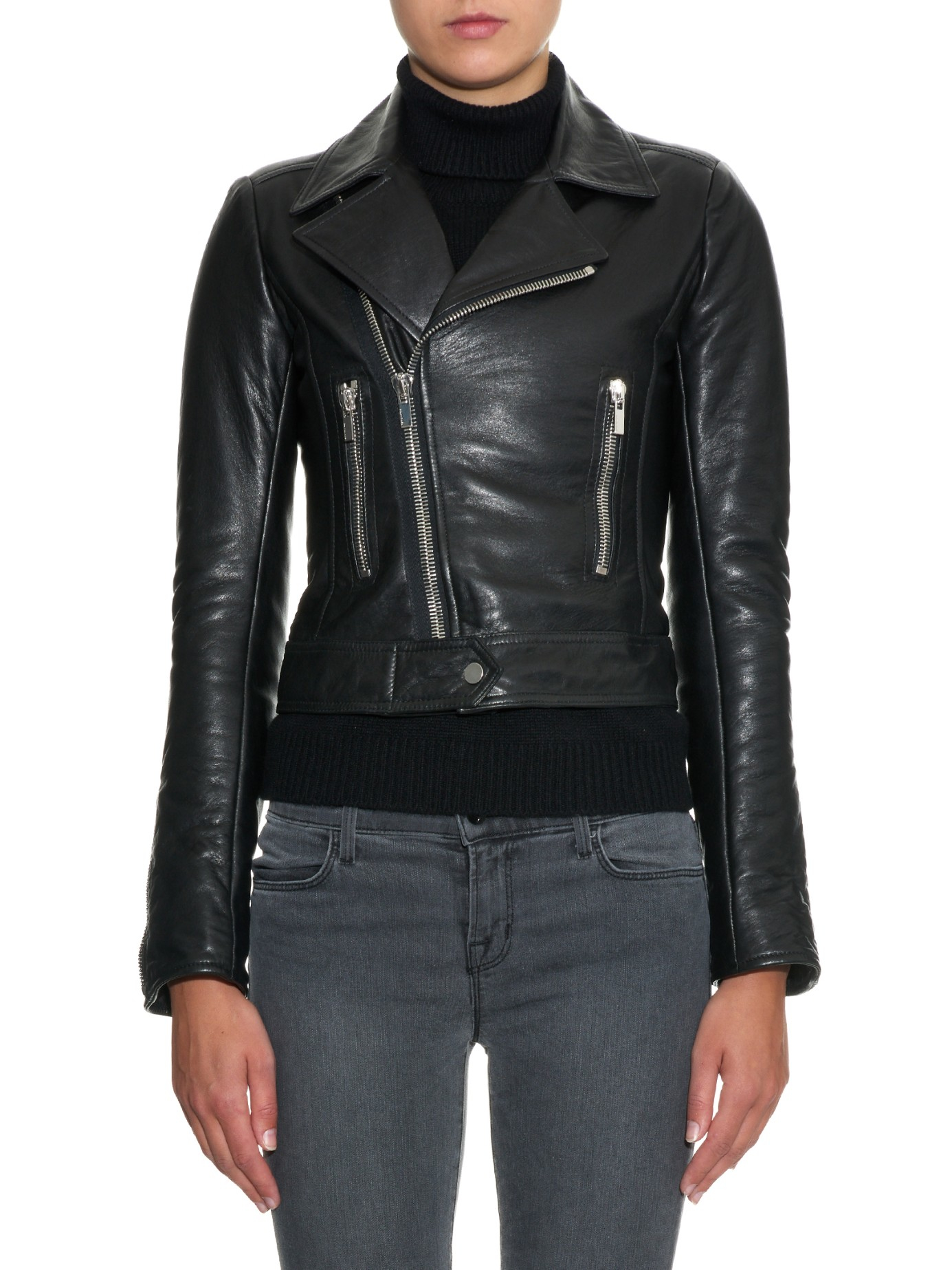 balenciaga classic leather biker jacket