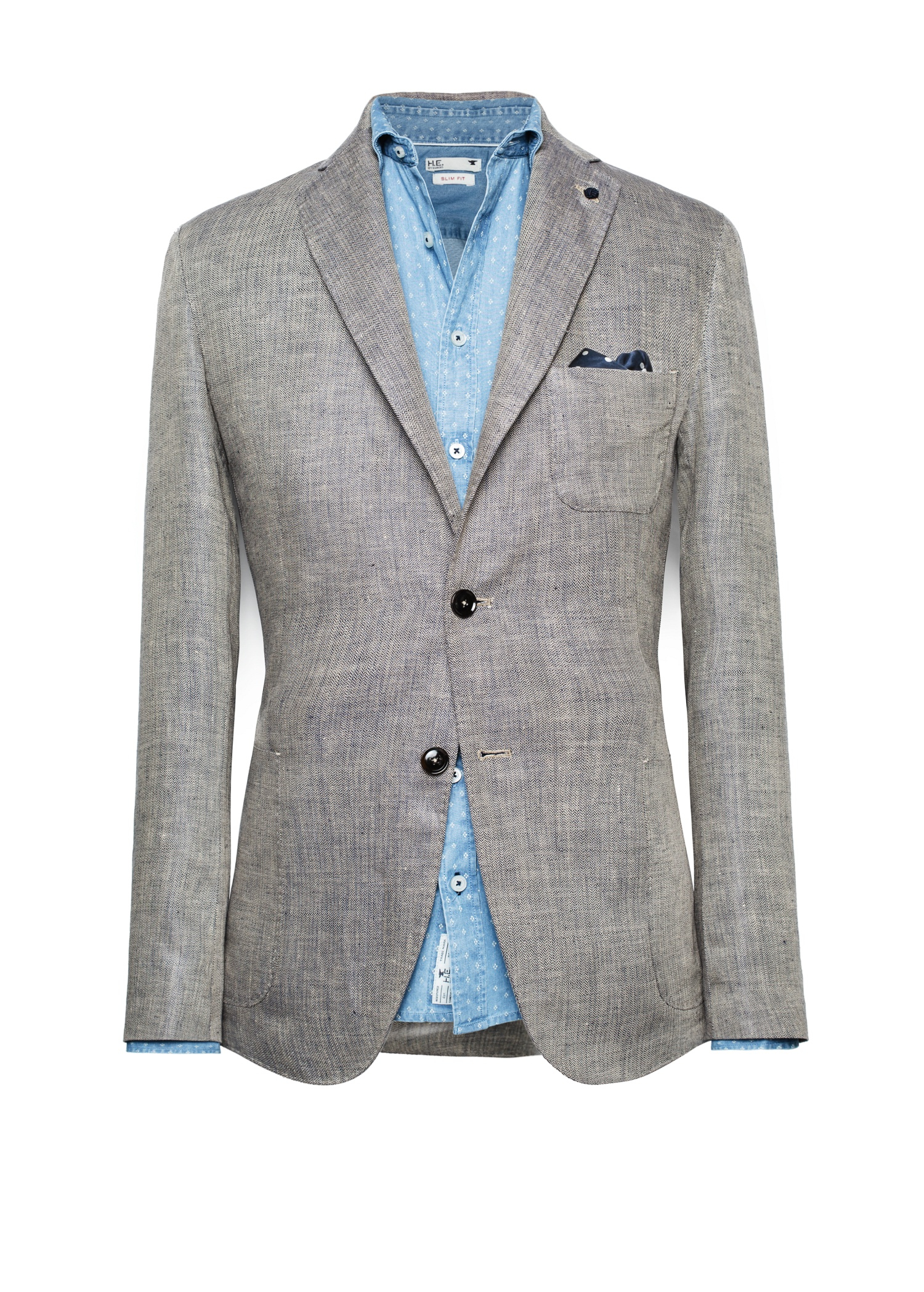Lyst Mango Herringbone Linen Blazer in Gray for Men