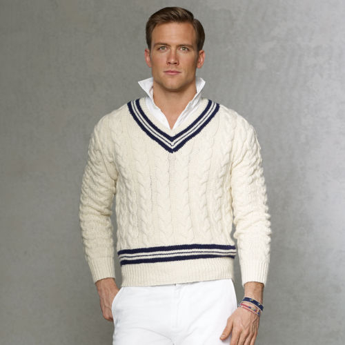 Polo Ralph Lauren Cableknit Cricket Sweater in Natural for Men | Lyst