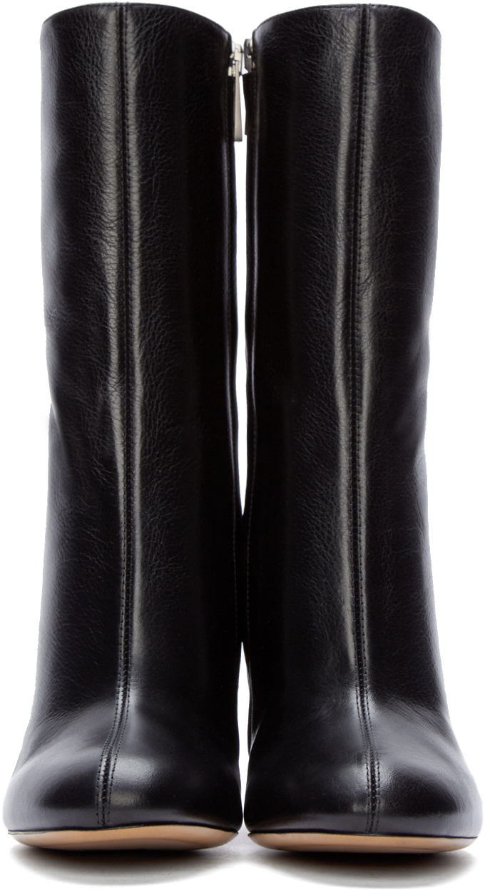 black leather calf boots