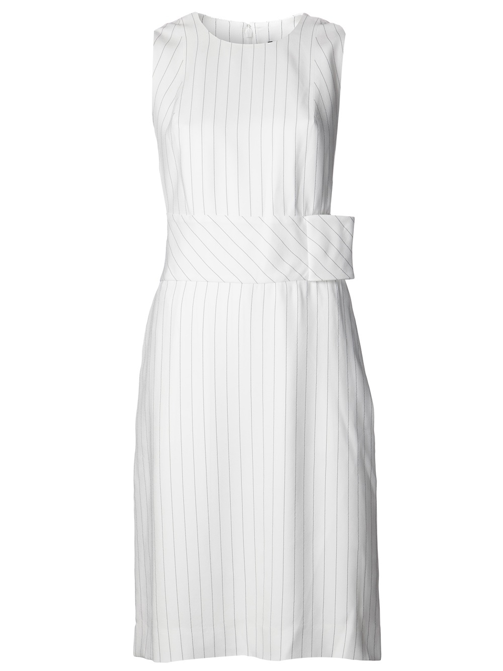 white pinstripe dress