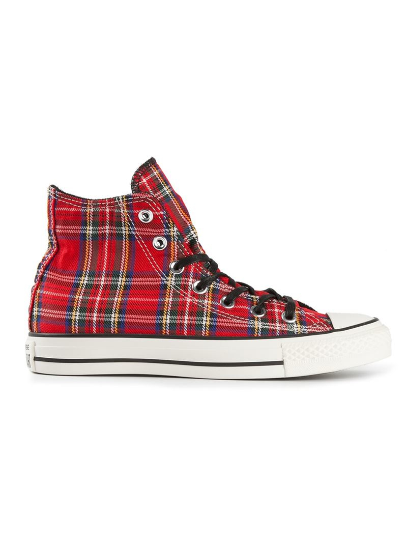 Converse Tartan Hi-top Sneakers in Red - Lyst