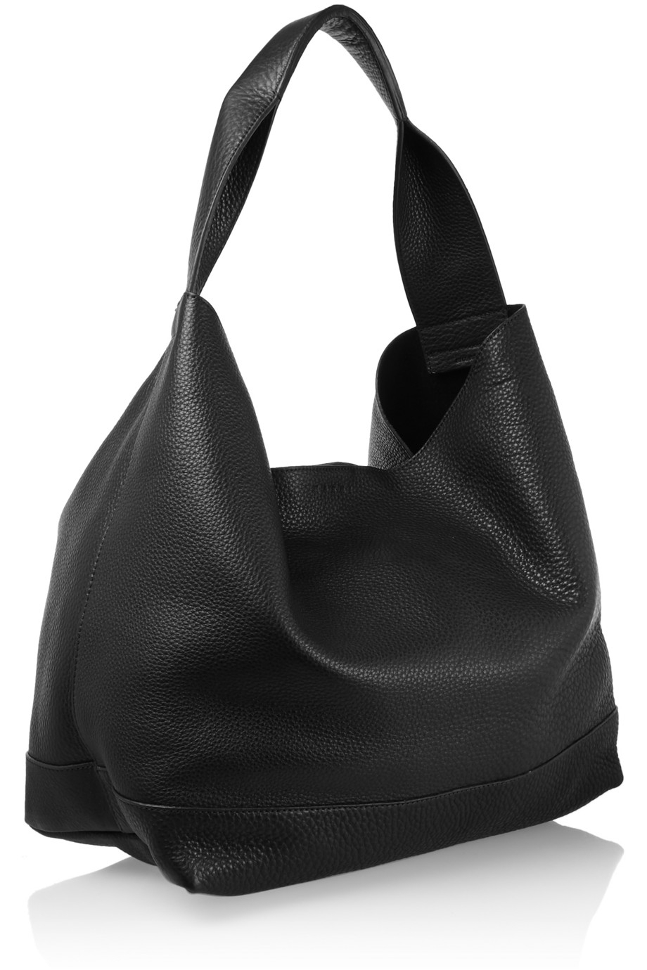 Marni Hobo Medium Textured-Leather Shoulder Bag in Black - Lyst