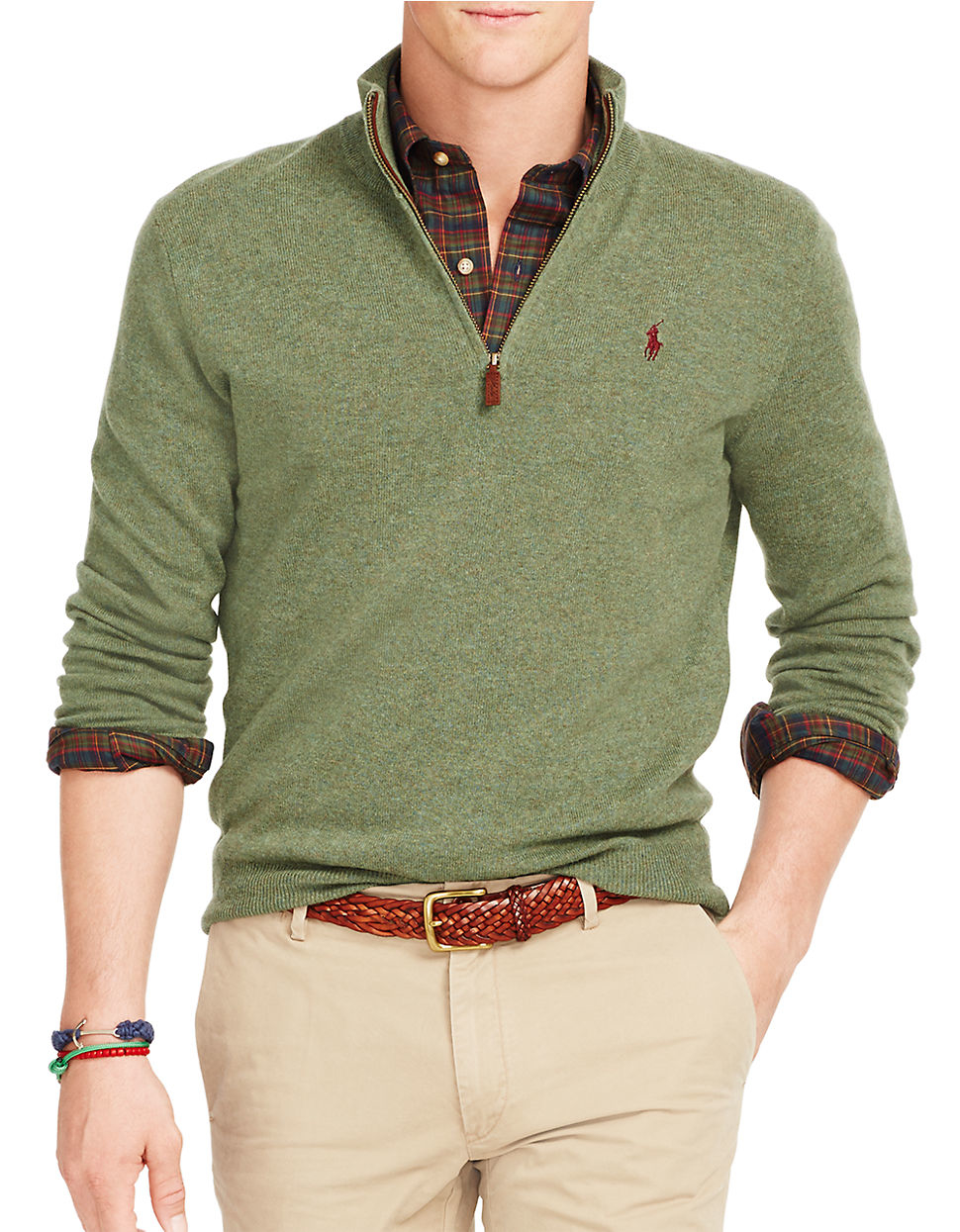 Polo ralph lauren Merino Half-zip Sweater in Green for Men (Shamrock ...