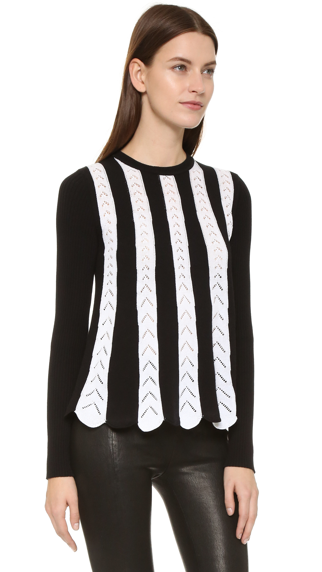 valentino sweater with crochet detail in black lyst valentino sweater with crochet detail in black lyst