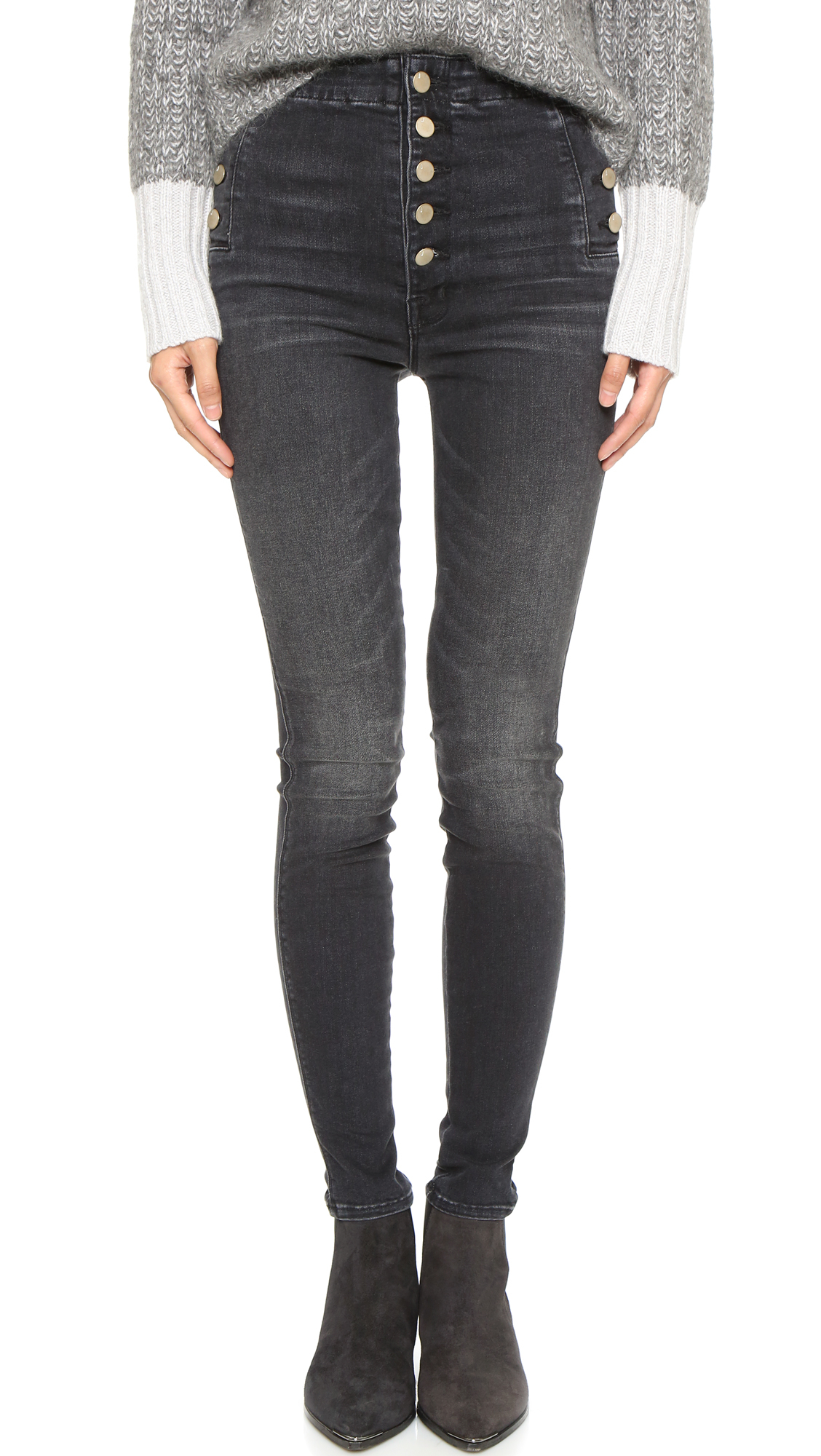 J Brand Natasha Sky High Skinny Jeans in Grey | Lyst Canada