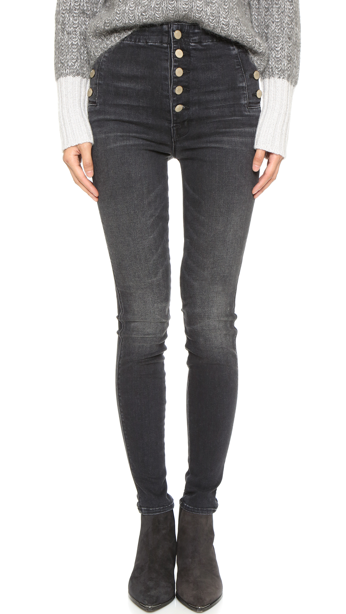 J Brand Natasha Sky High Skinny Jeans in Gray | Lyst