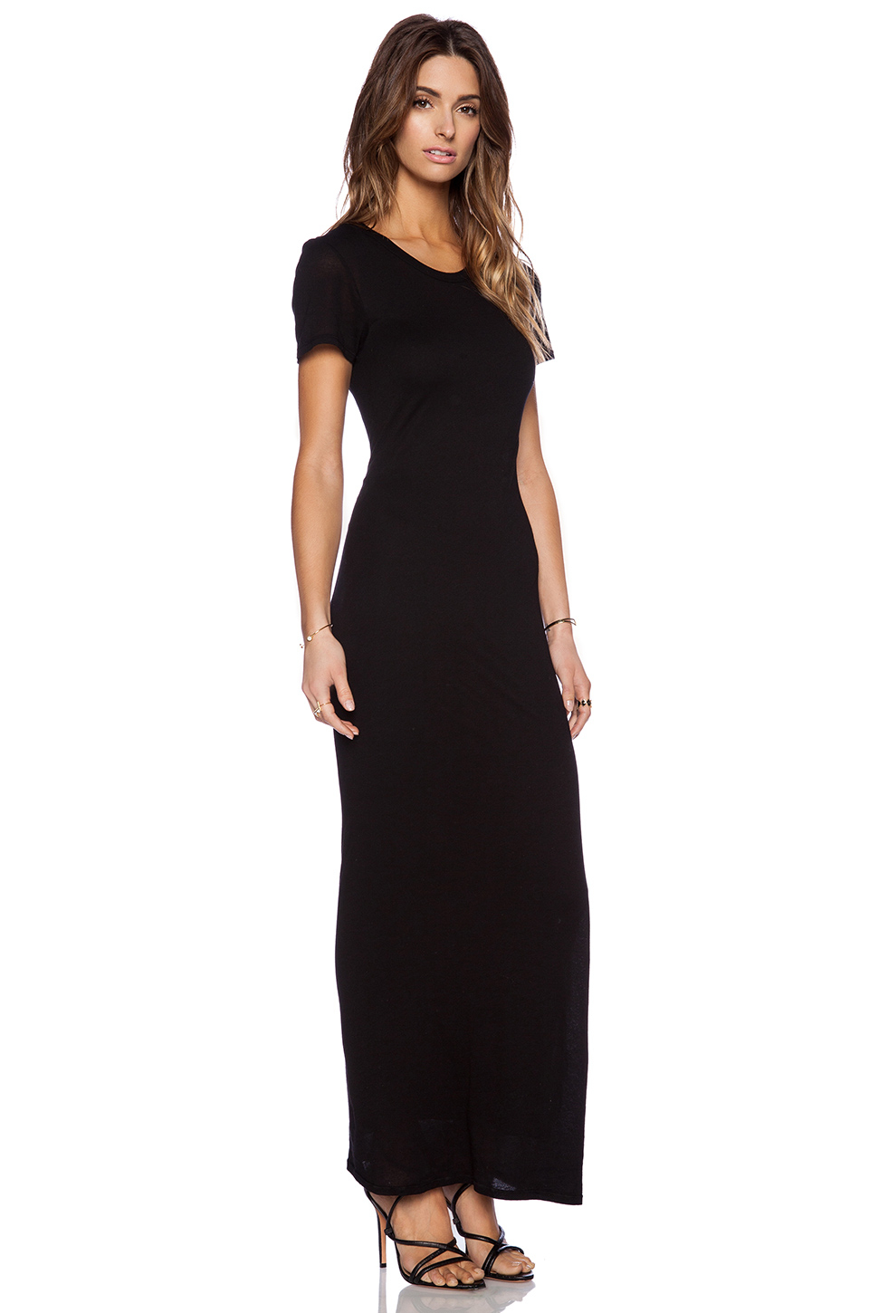 black short sleeve maxi dress