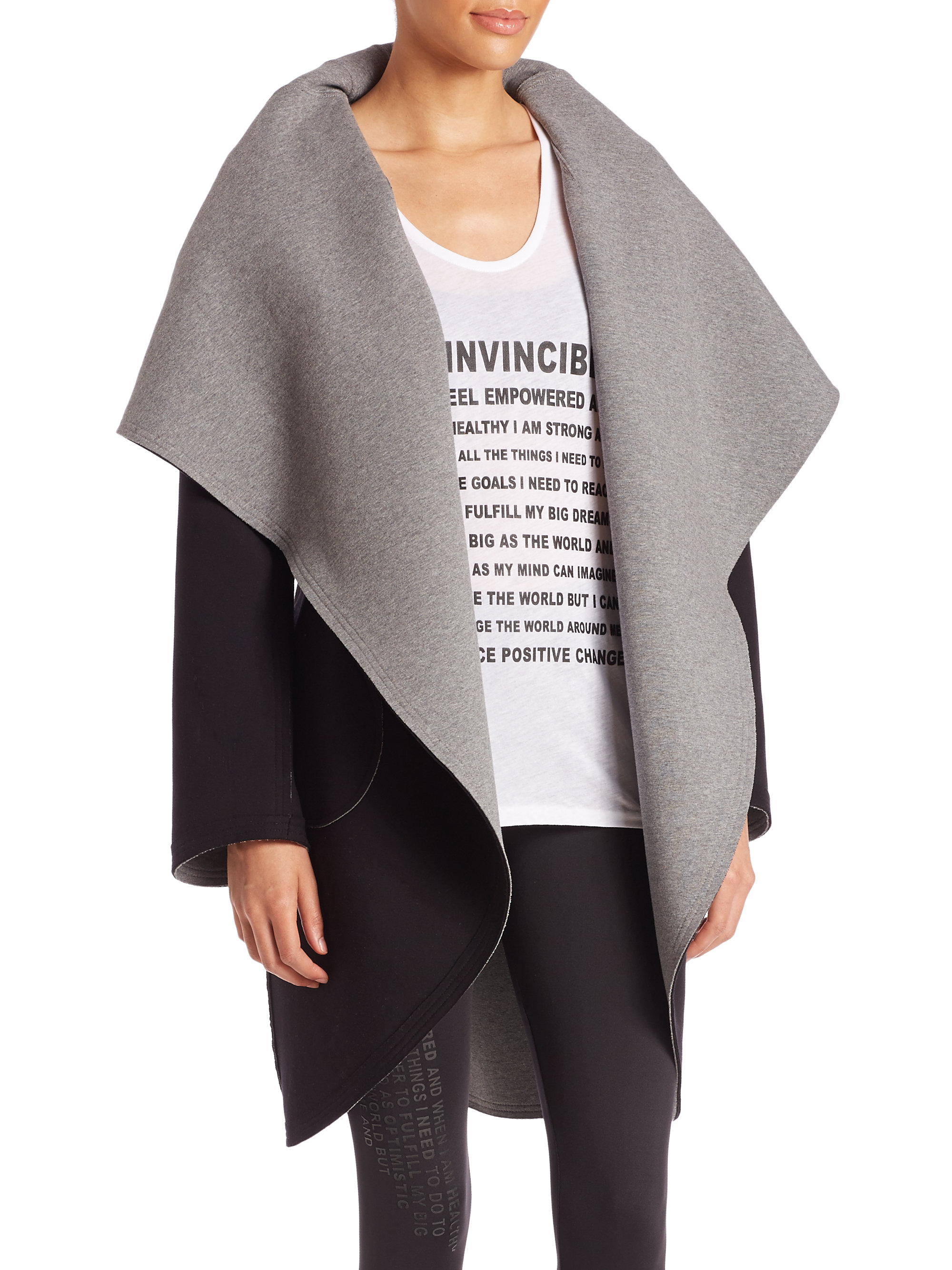 Lyst - Norma Kamali Shawl Collar Reversible Coat in Gray