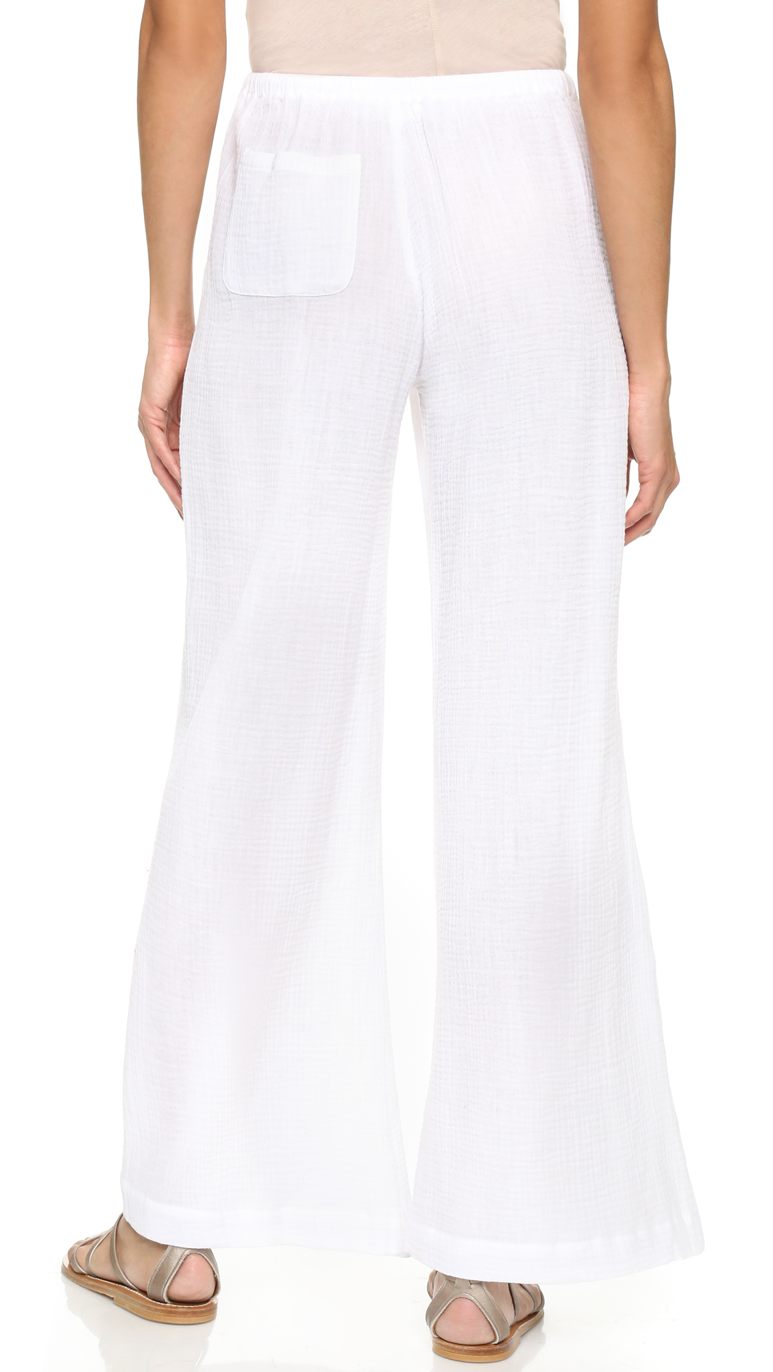 white denim palazzo pants