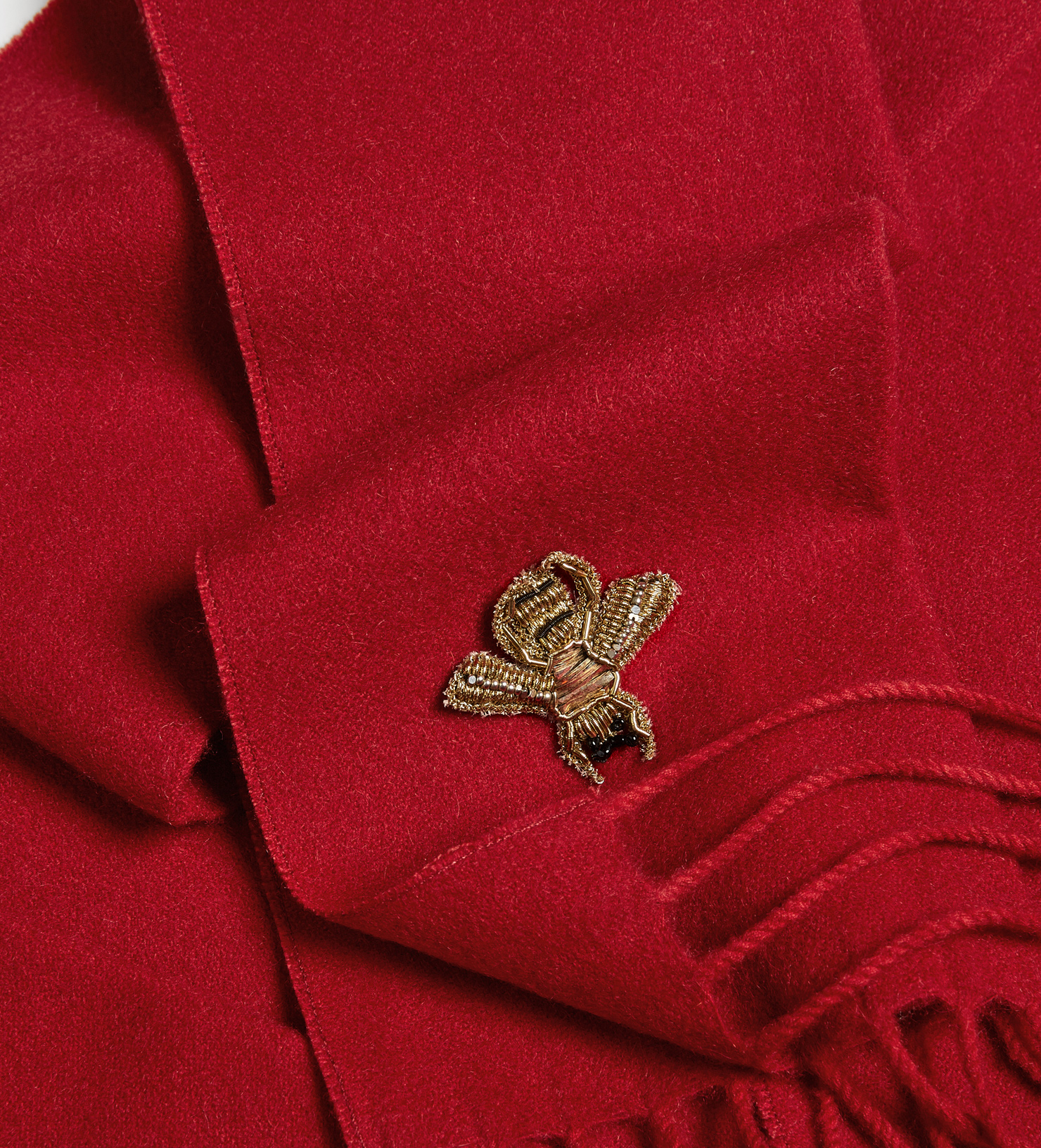 Gucci Bee Embroidered Cashmere Wool Scarf Lyst