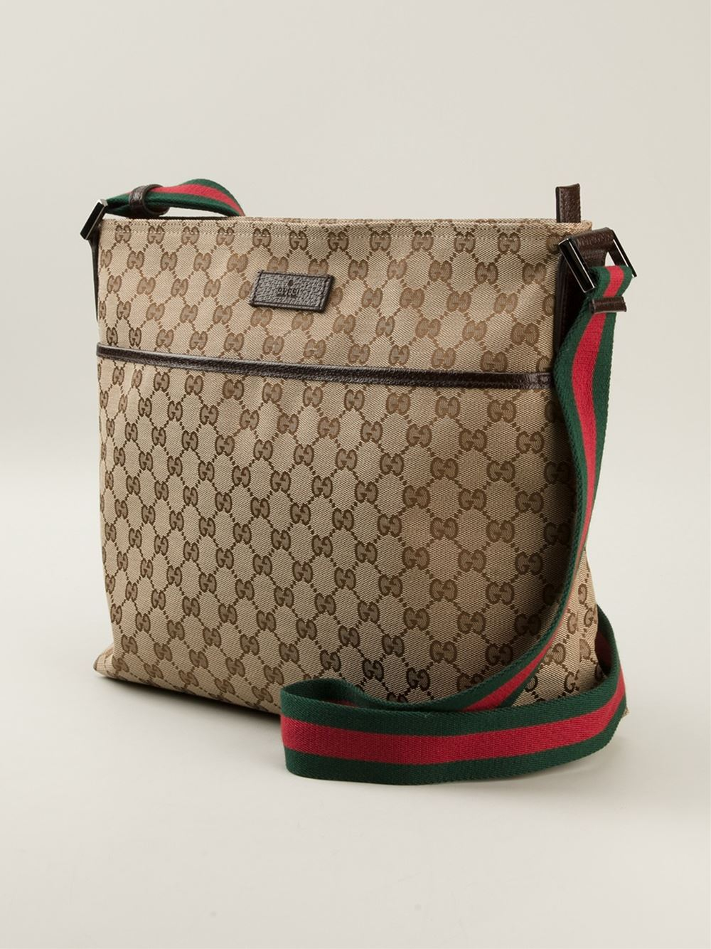 Gucci Signature Monogram Cross Body Bag in Natural - Lyst