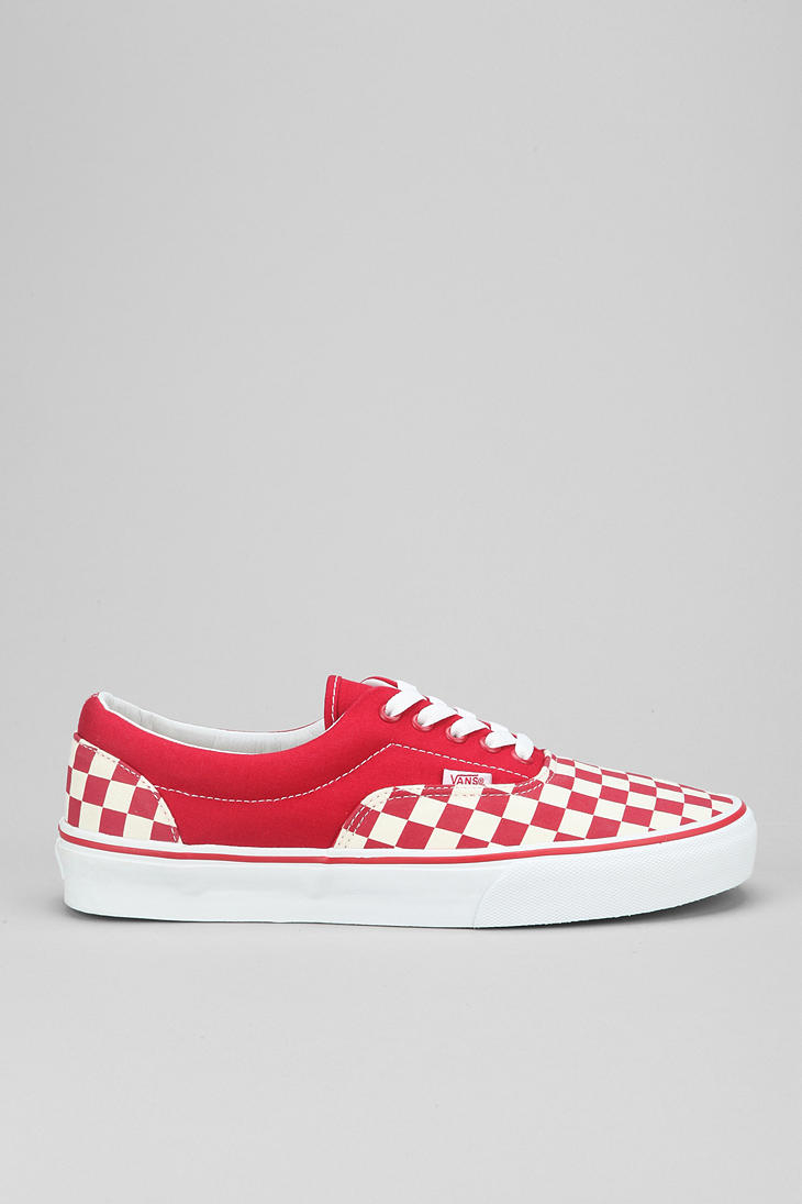 red checkerboard vans laces