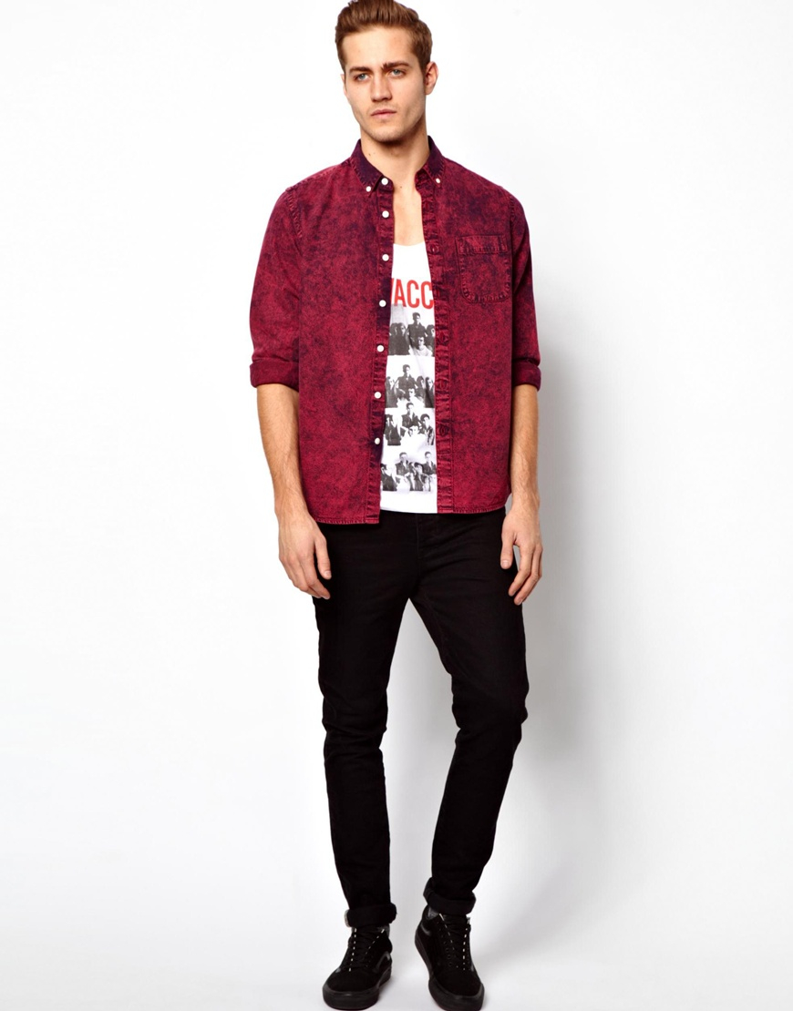 red denim shirt