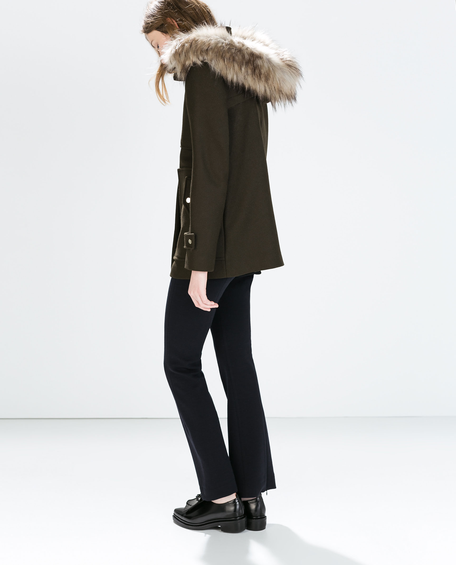 zara duffle coat with fur hood