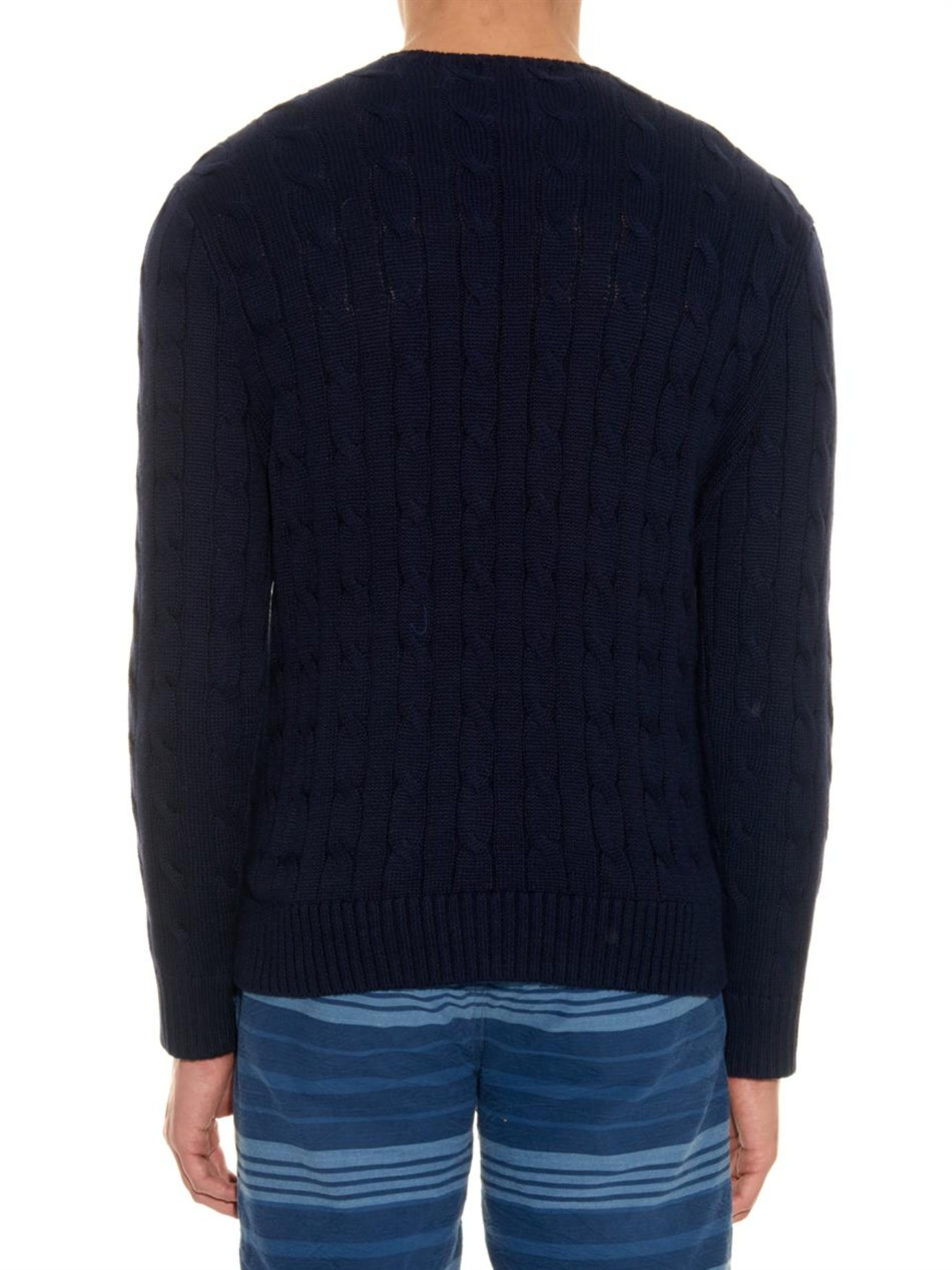 Polo ralph lauren Cable-Knit Cotton Sweater in Blue for Men | Lyst