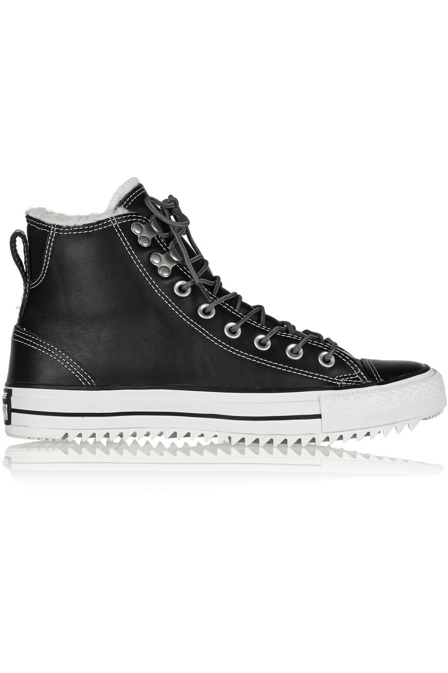 Converse Chuck Taylor All Star City Hiker Shearling-Lined Leather High-Top  Sneakers in Black | Lyst