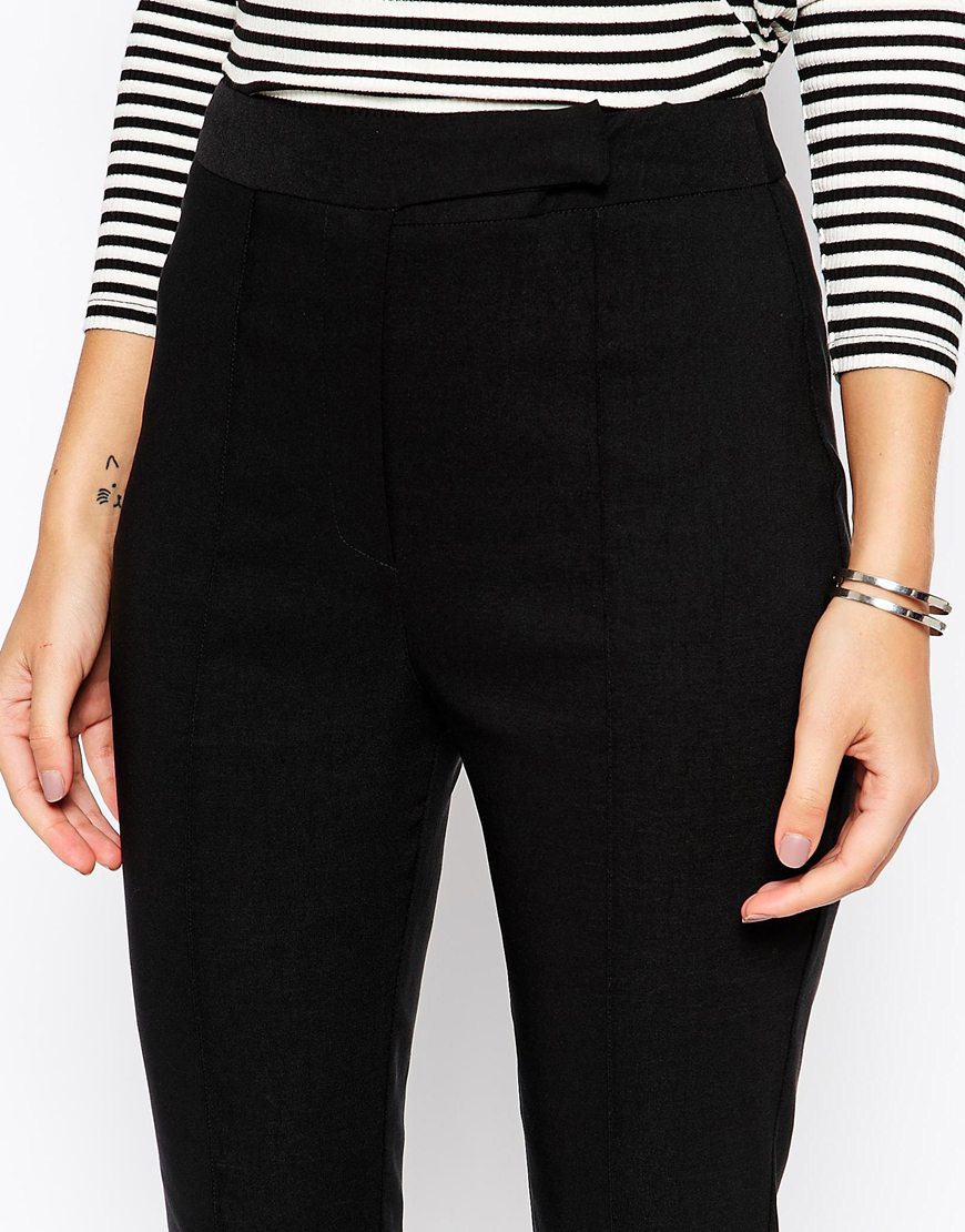black slim high waisted trousers