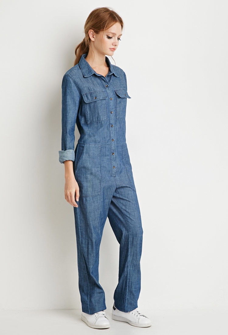 denim button jumpsuit