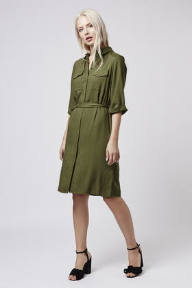 topshop green shirt dress