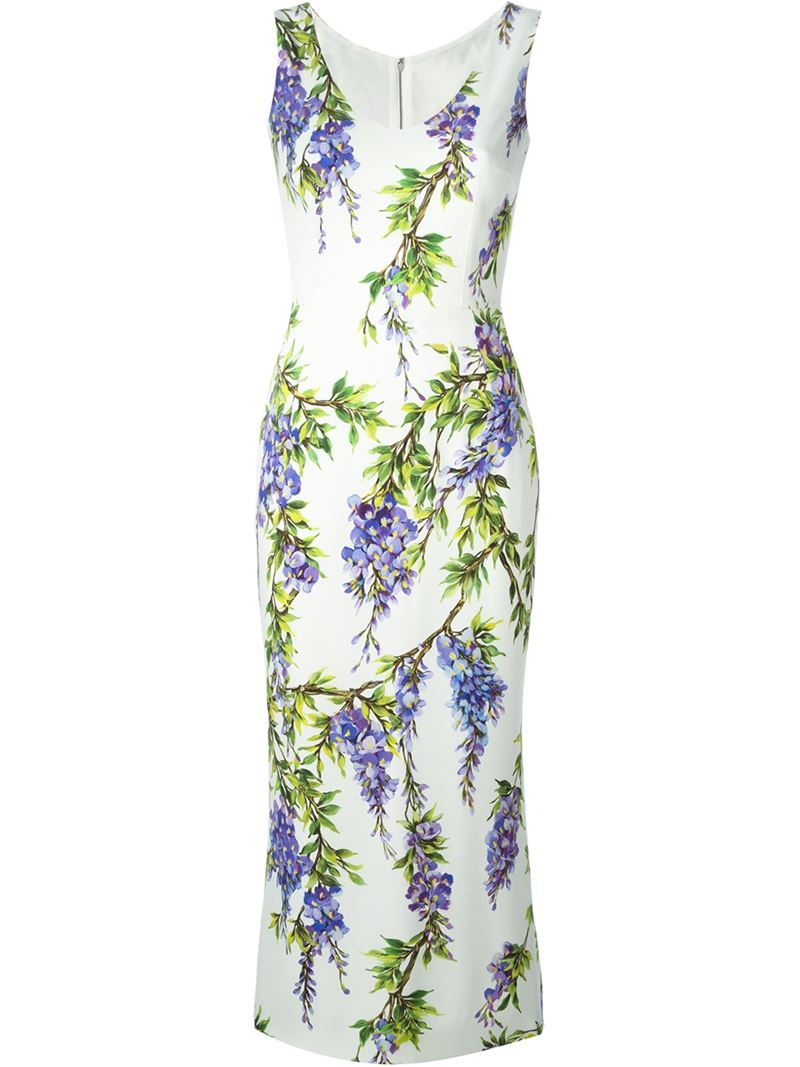 Dolce & Gabbana Wisteria Print Dress in Purple | Lyst
