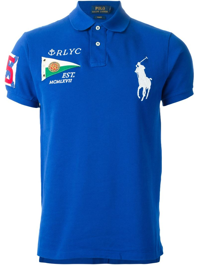Lyst - Polo Ralph Lauren Embroidered Logo Polo Shirt in Blue for Men