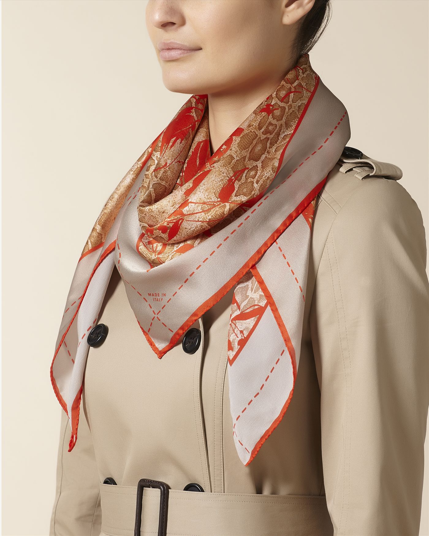 Jaeger Silk Floral Snake Print Scarf in Orange Lyst