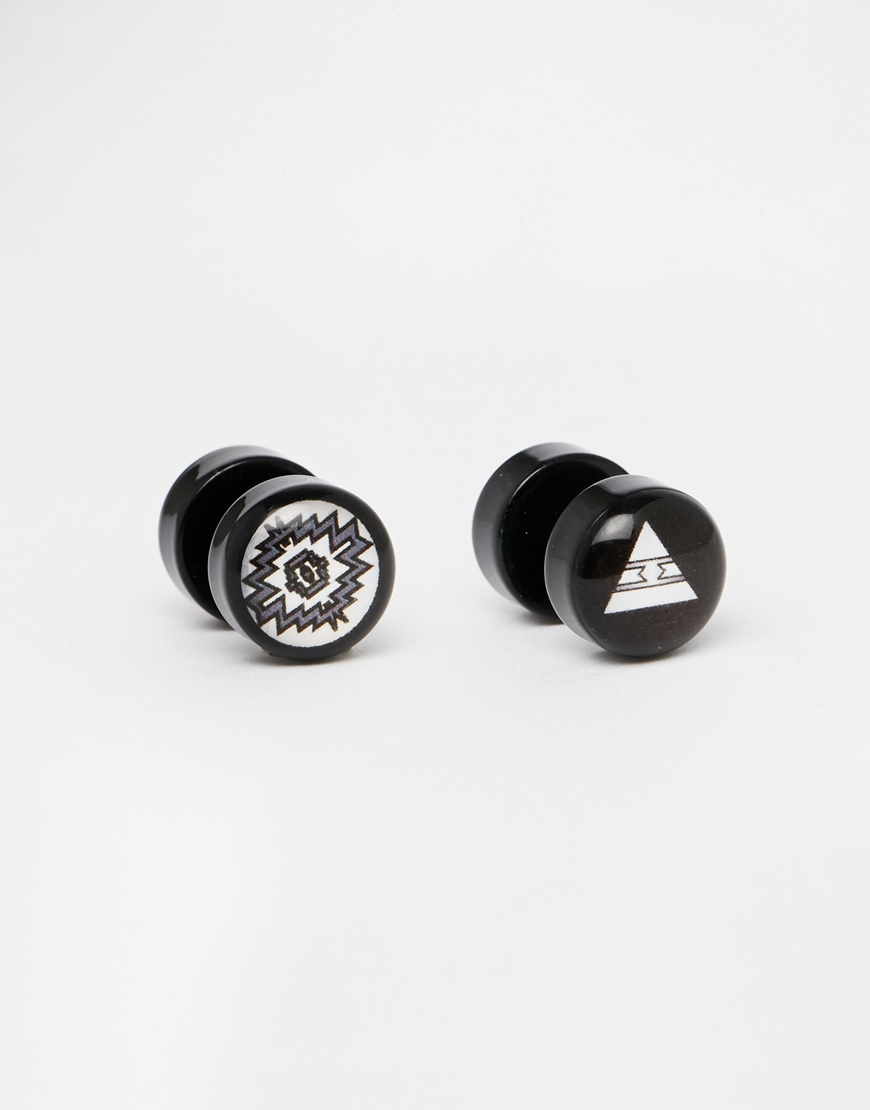 Lyst Asos Geo Tribal Plug Earrings In Black For Men Gallery