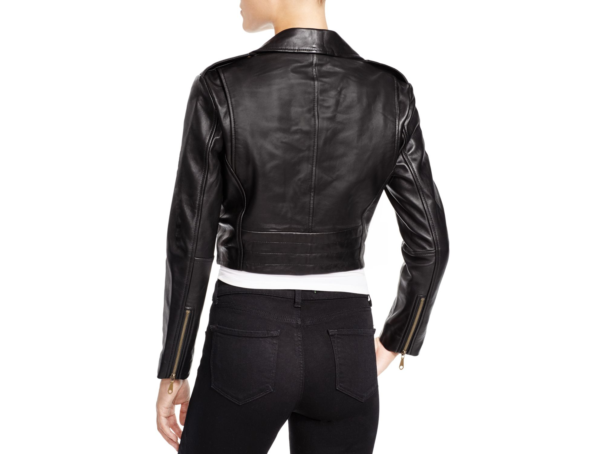 Rebecca Minkoff Harpur Cropped Leather Jacket In Black Lyst Gallery Previously Sold At Bloomingdale S Women Cropped Leather Jackets