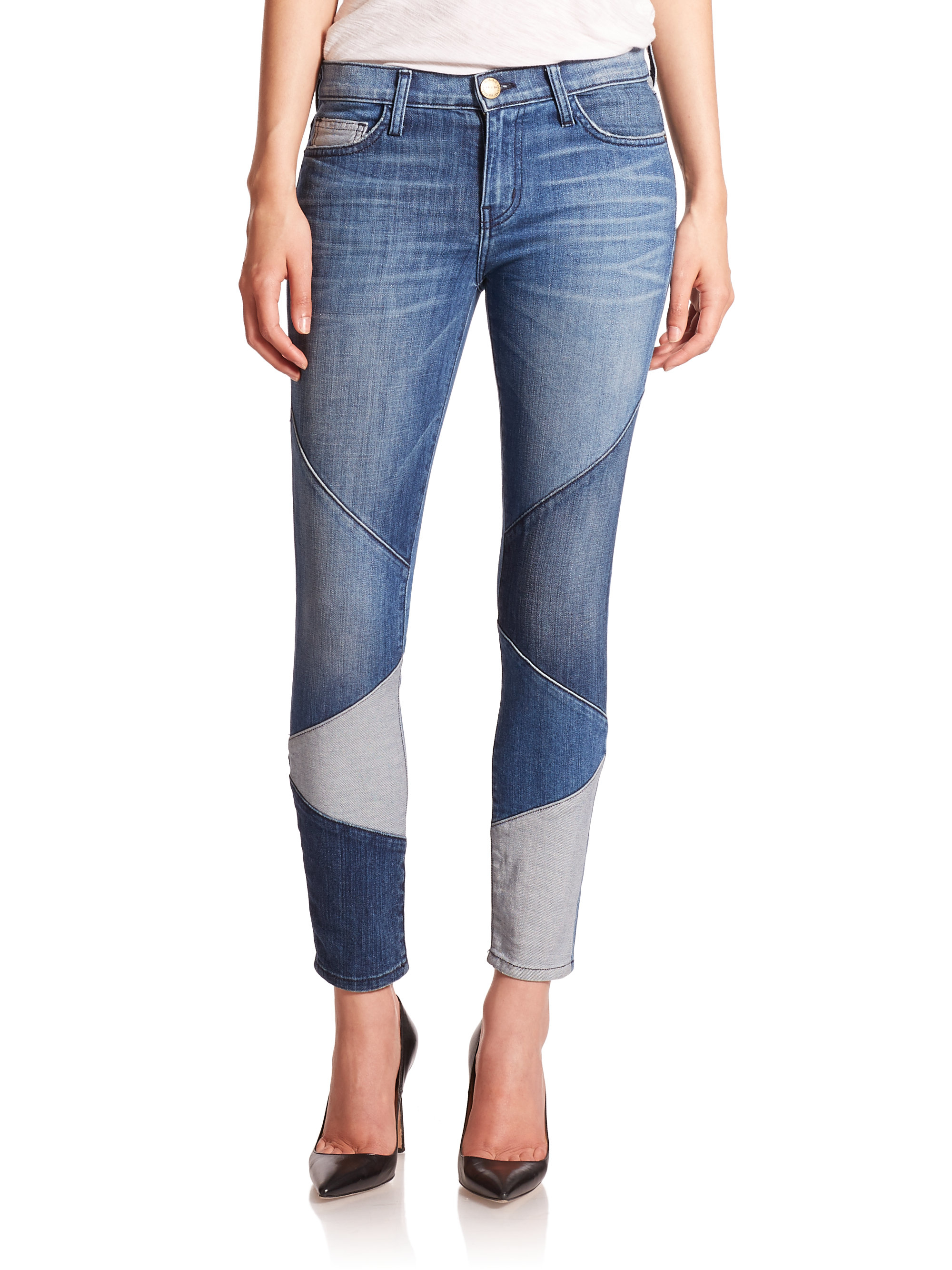 Current/Elliott The Patchwork Skinny Jeans in Blue Lyst