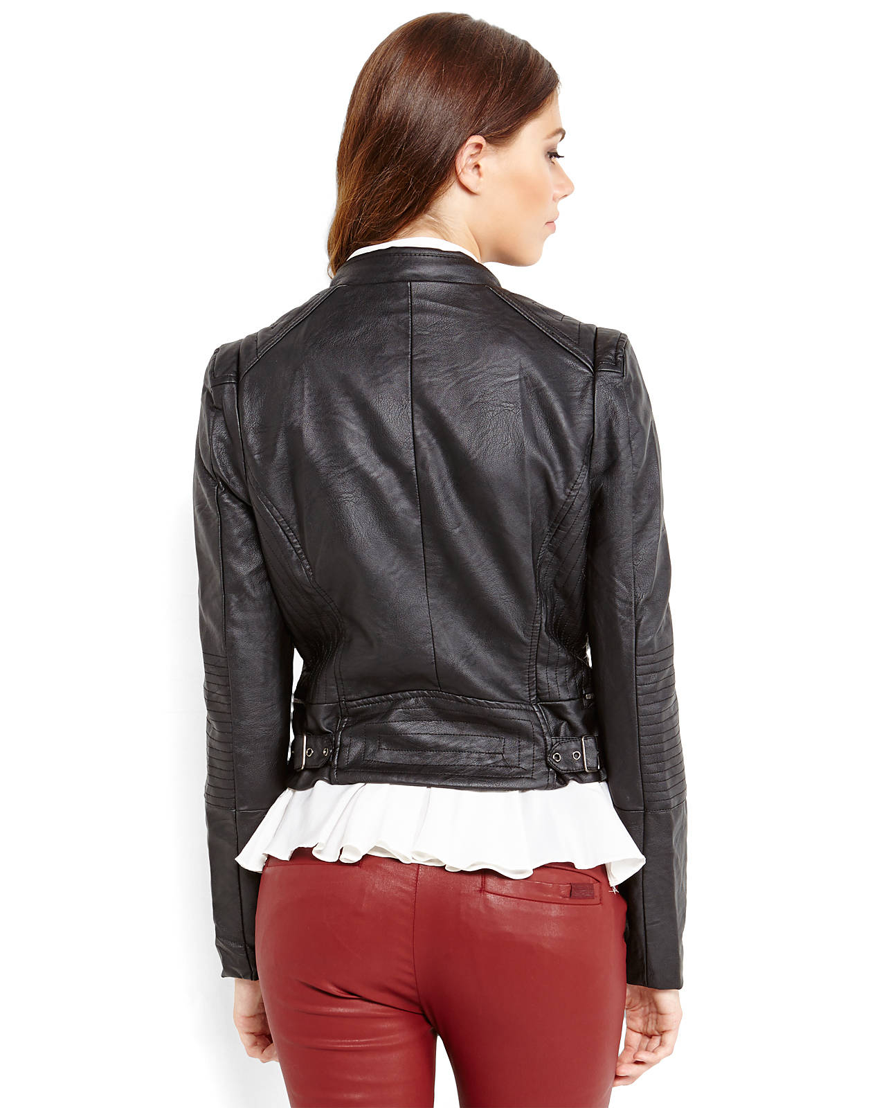 Abs By Allen Schwartz Faux Leather Asymmetrical Jacket In Black Lyst Gallery