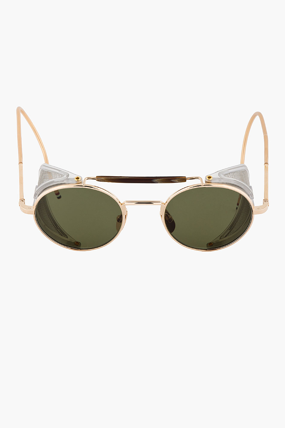 Thom Browne Gold Side Shield Round Sunglasses in Metallic for Men | Lyst