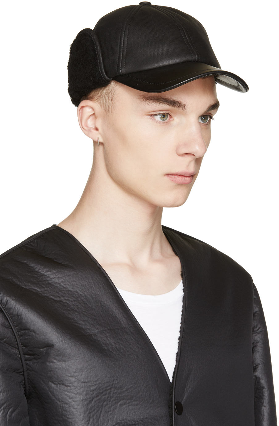 shearling baseball cap
