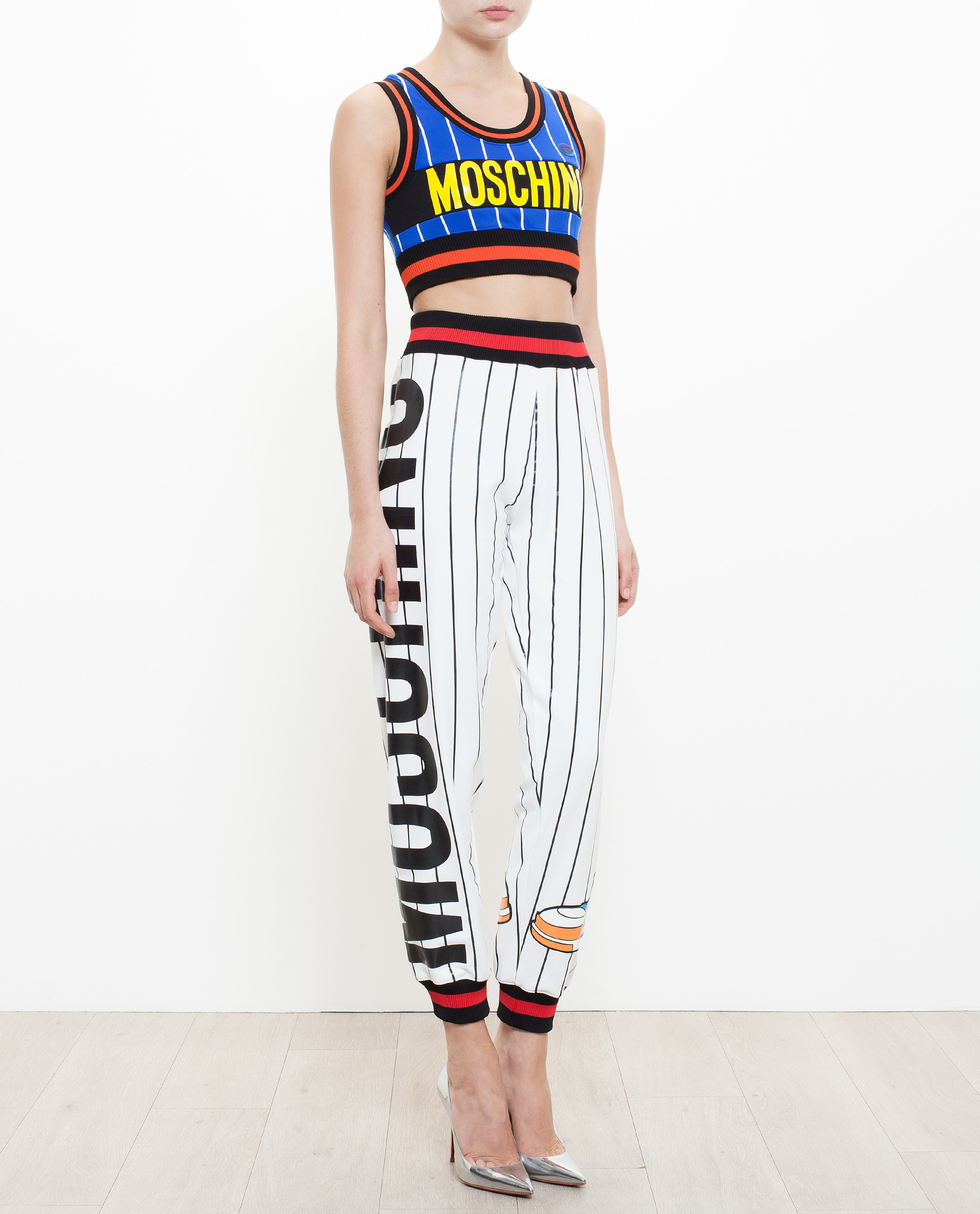 Moschino Striped Crop Top in Blue - Lyst