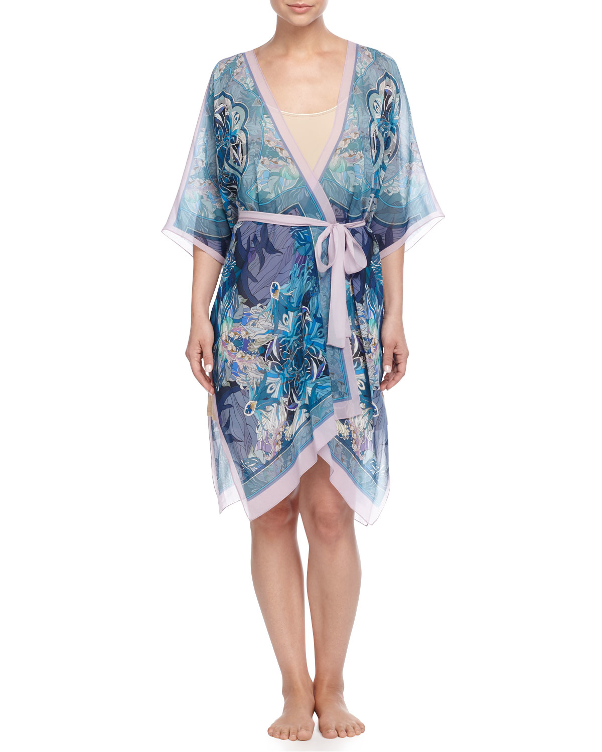 Meng Printed Openfront Wrap Dress Lyst