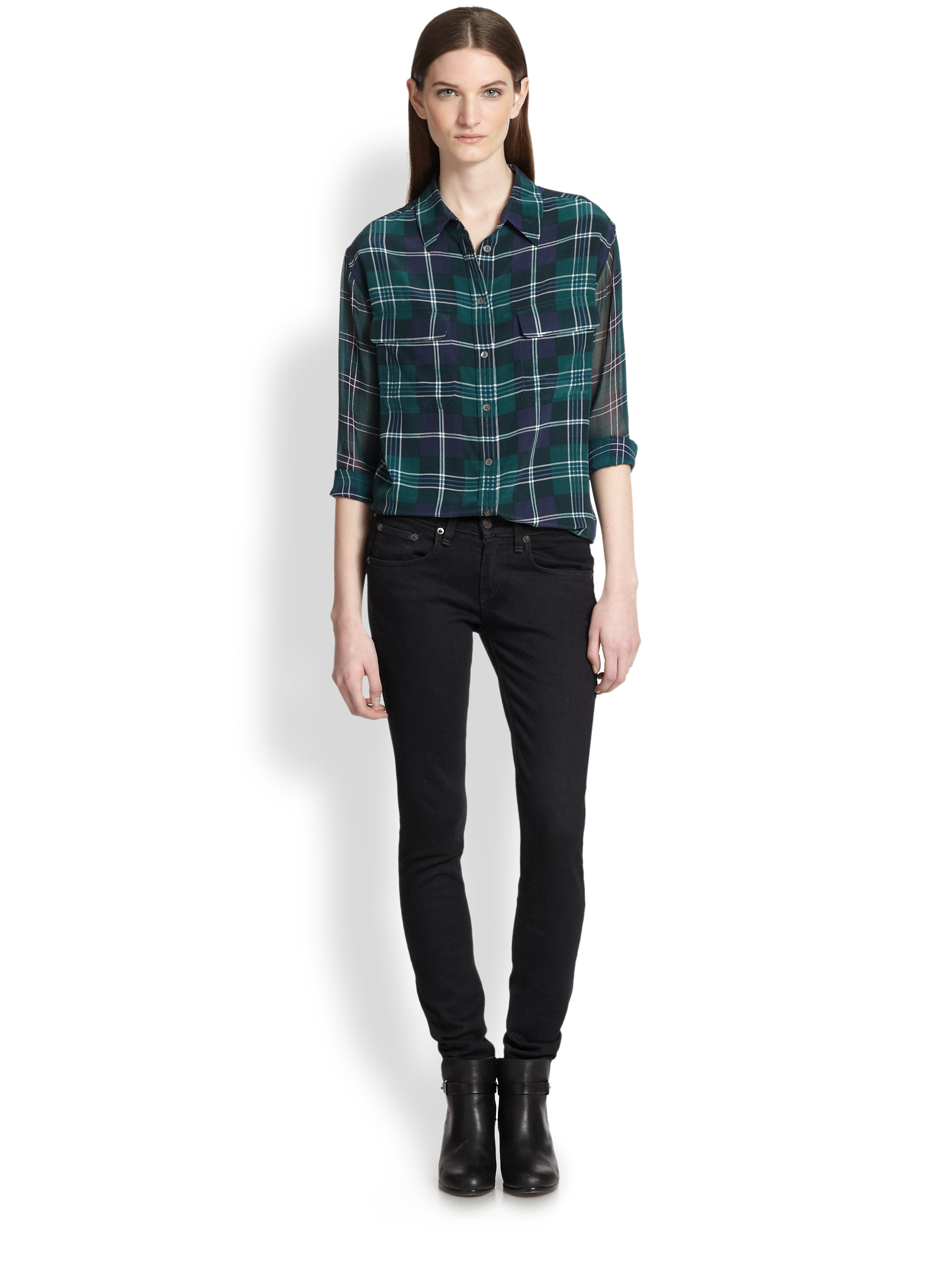 sheer plaid shirt