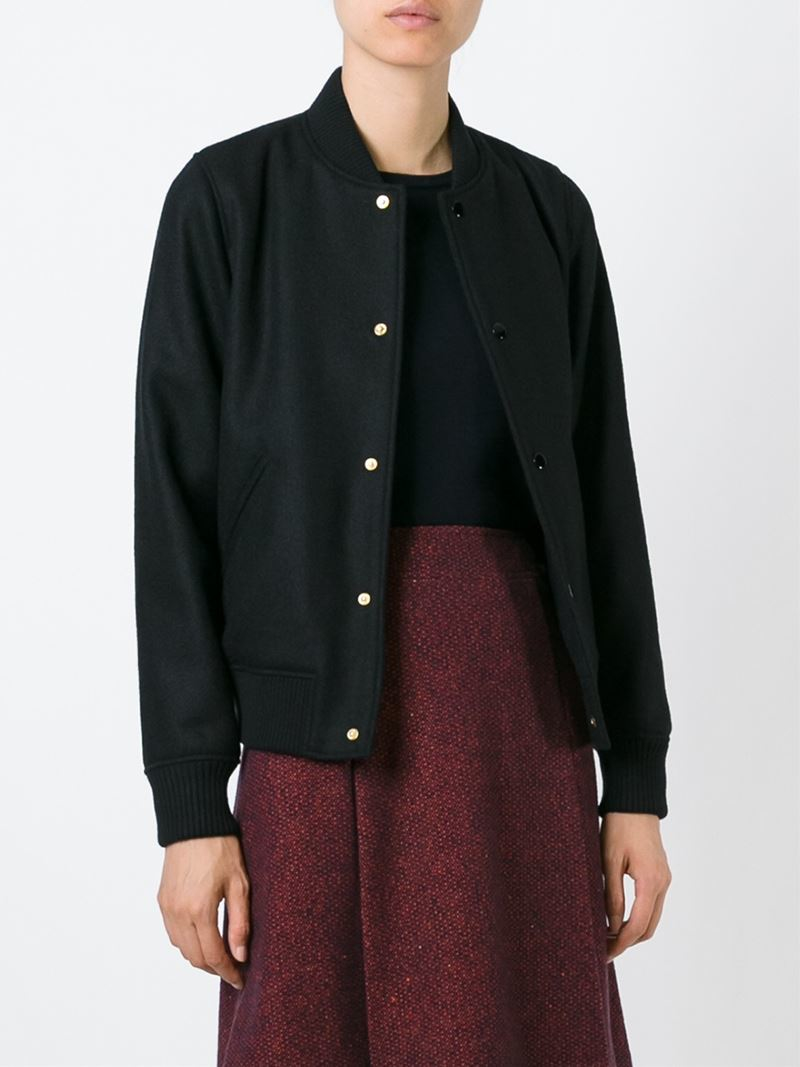 buttoned bomber jacket