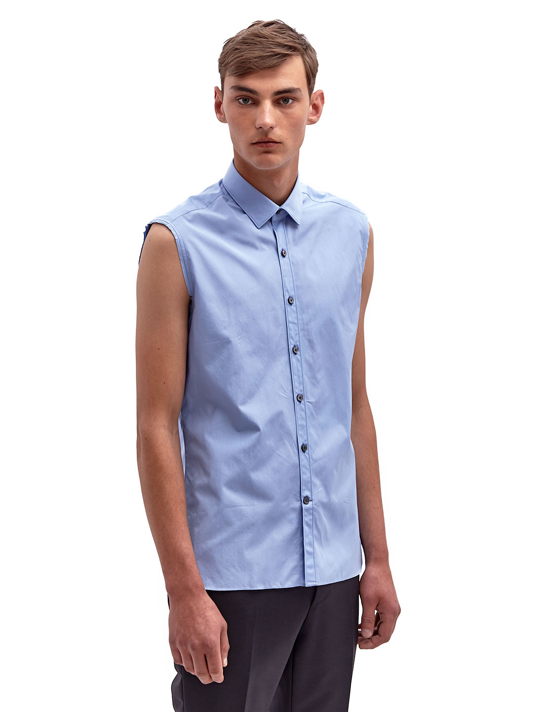 Lanvin Cotton Mens Sleeveless Shirt in Blue for Men - Lyst
