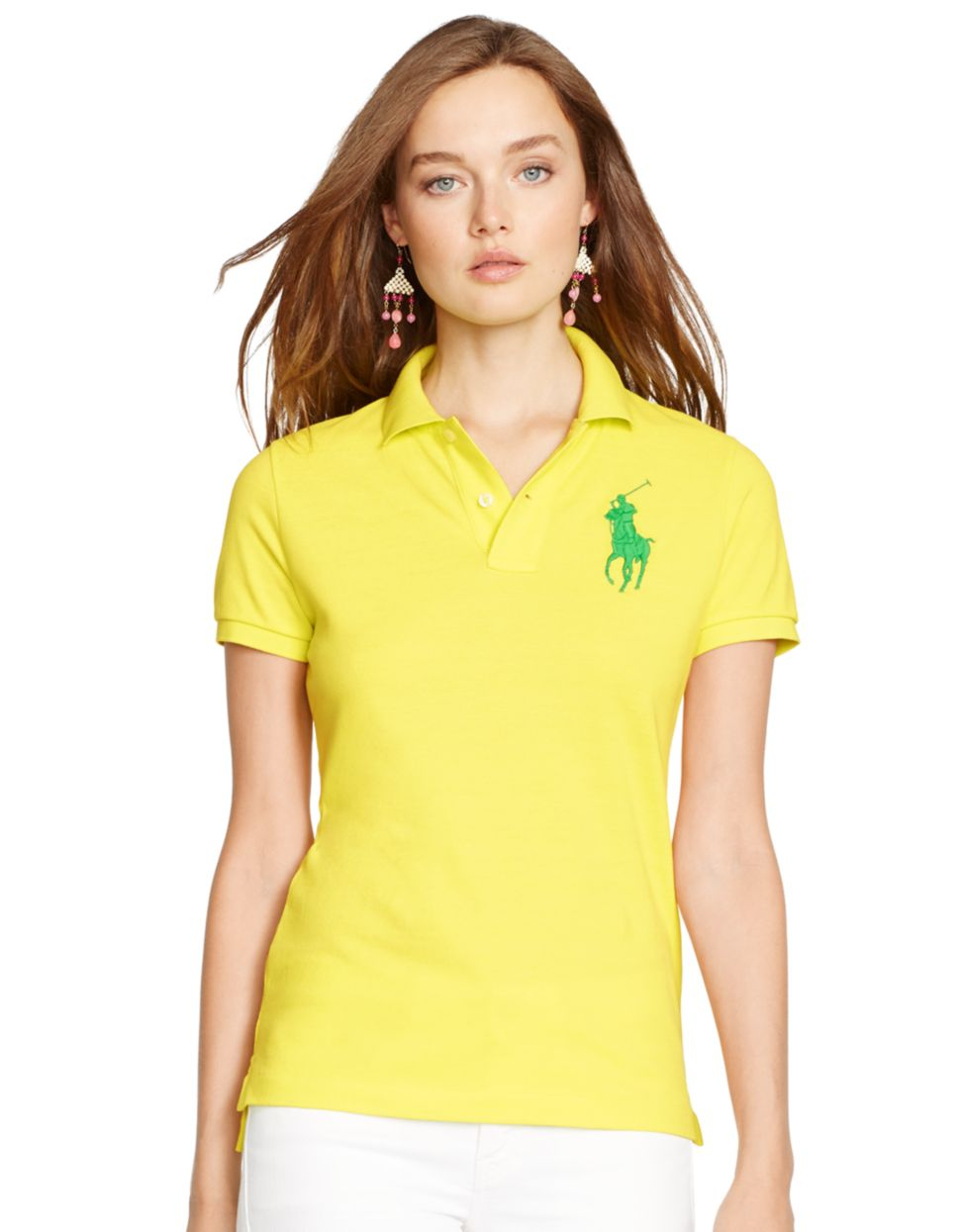 Polo ralph lauren Skinny-fit Big Pony Polo Shirt in Yellow | Lyst