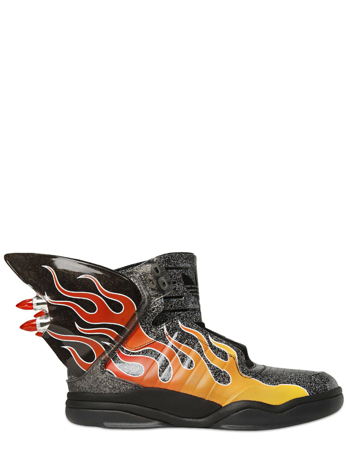 Jeremy Scott for adidas Js Shark Flame Glitter High Top Sneakers in Black -  Lyst
