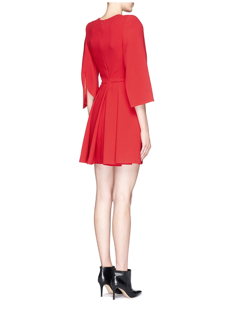 Lyst - Alexander mcqueen Petal Sleeve Wool Crepe Dress in Red