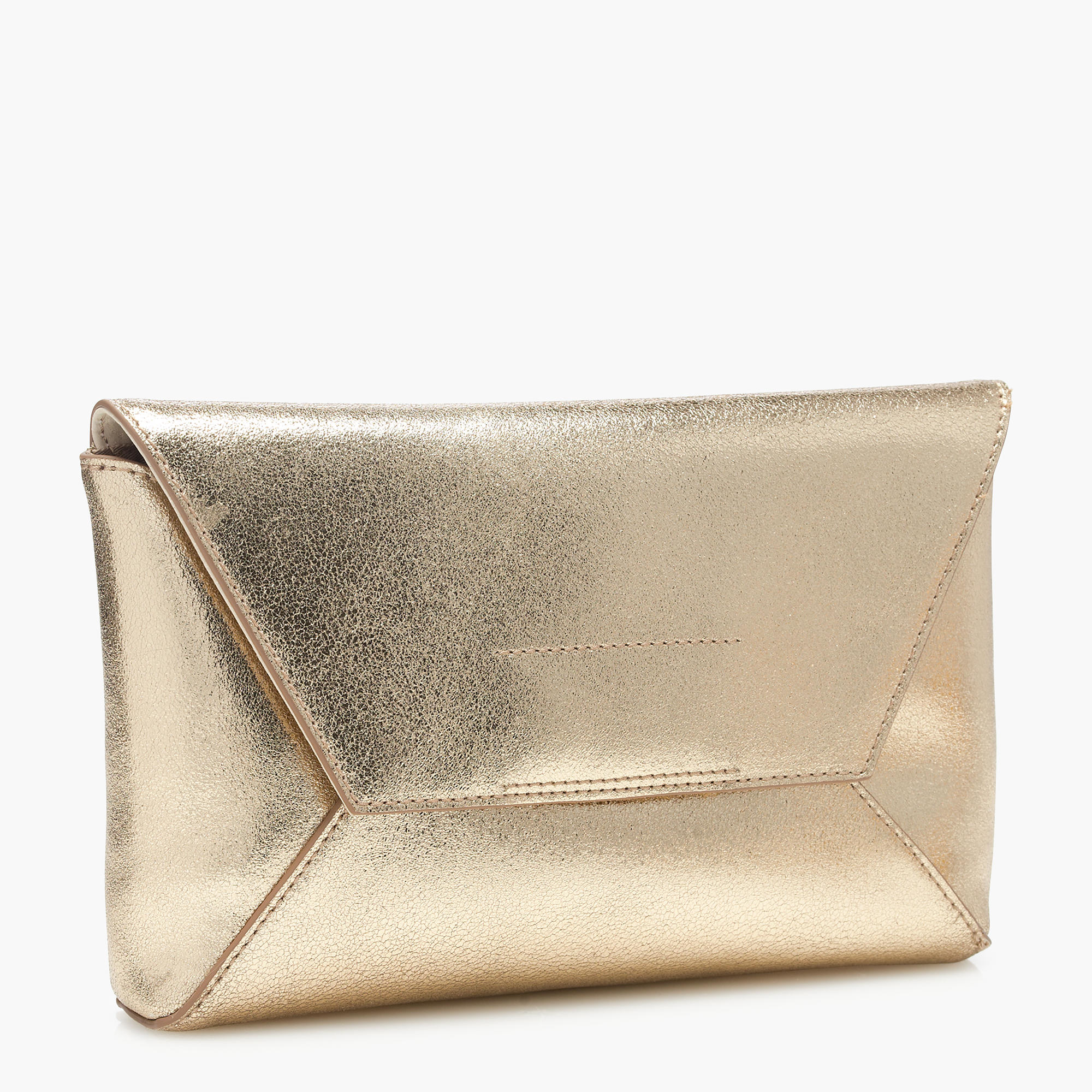 J.Crew Leather Envelope Clutch In Crackled Gold Foil in Metallic