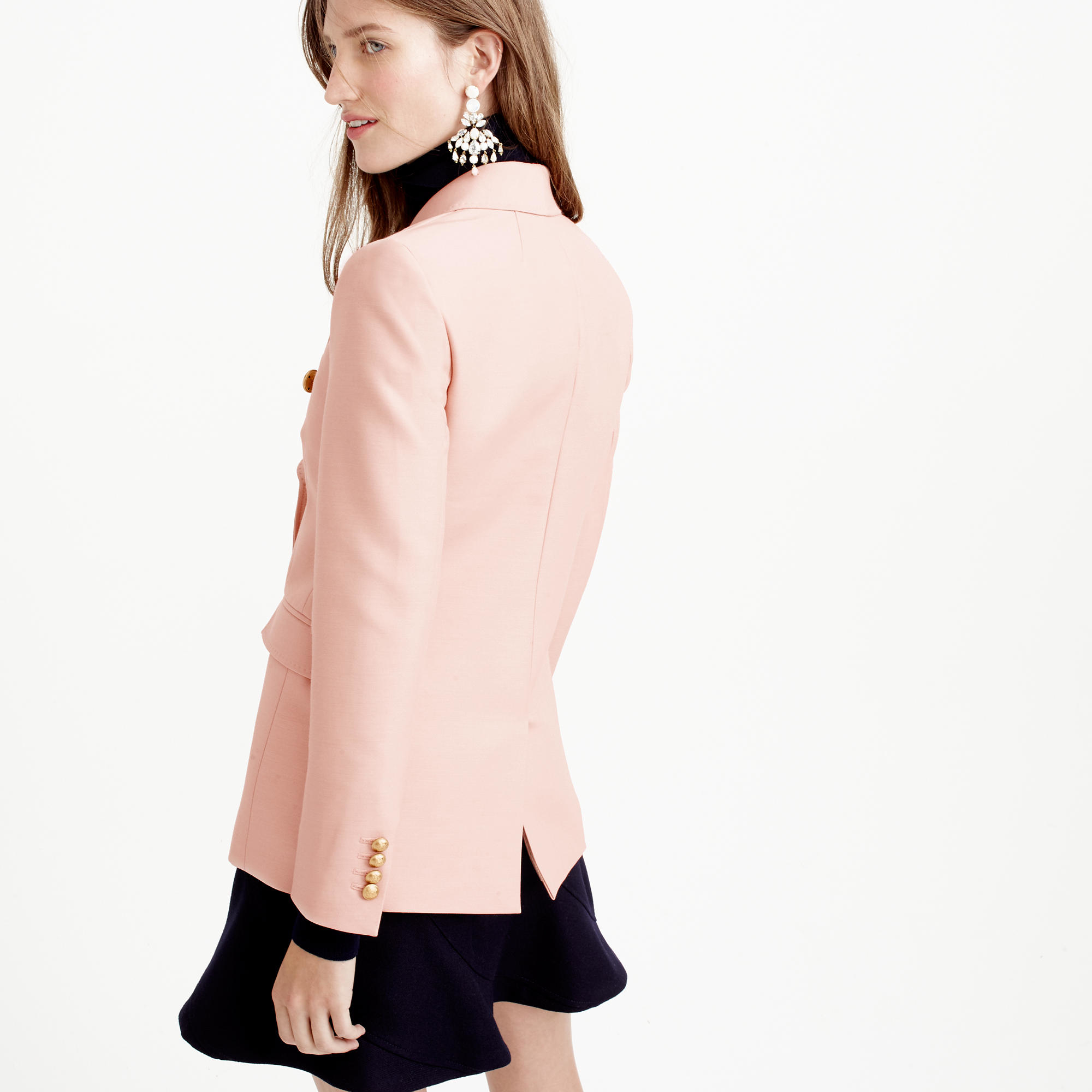 J.Crew Collection Doublebreasted Blazer In Woolsilk in Pink Lyst