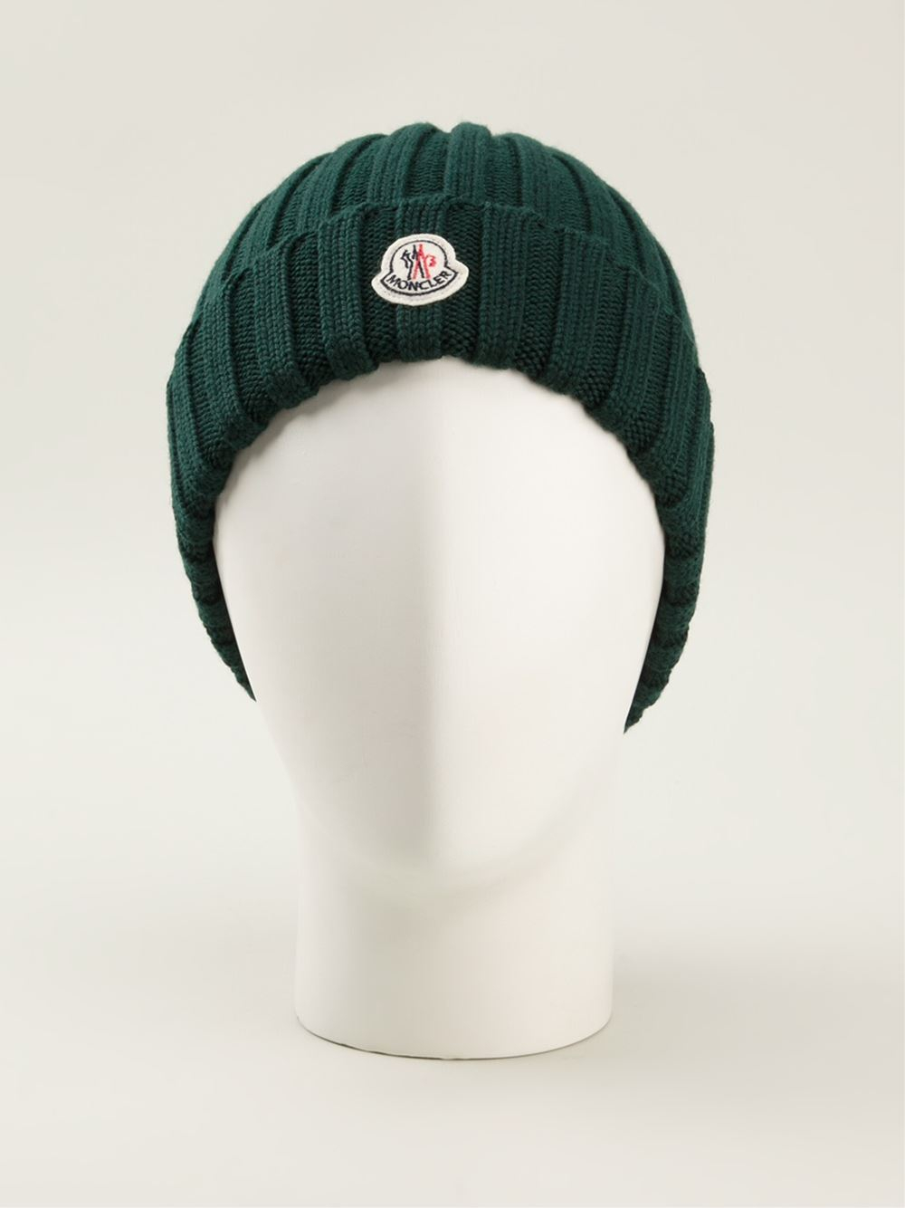 Moncler Ribbed Beanie in Green for Men 