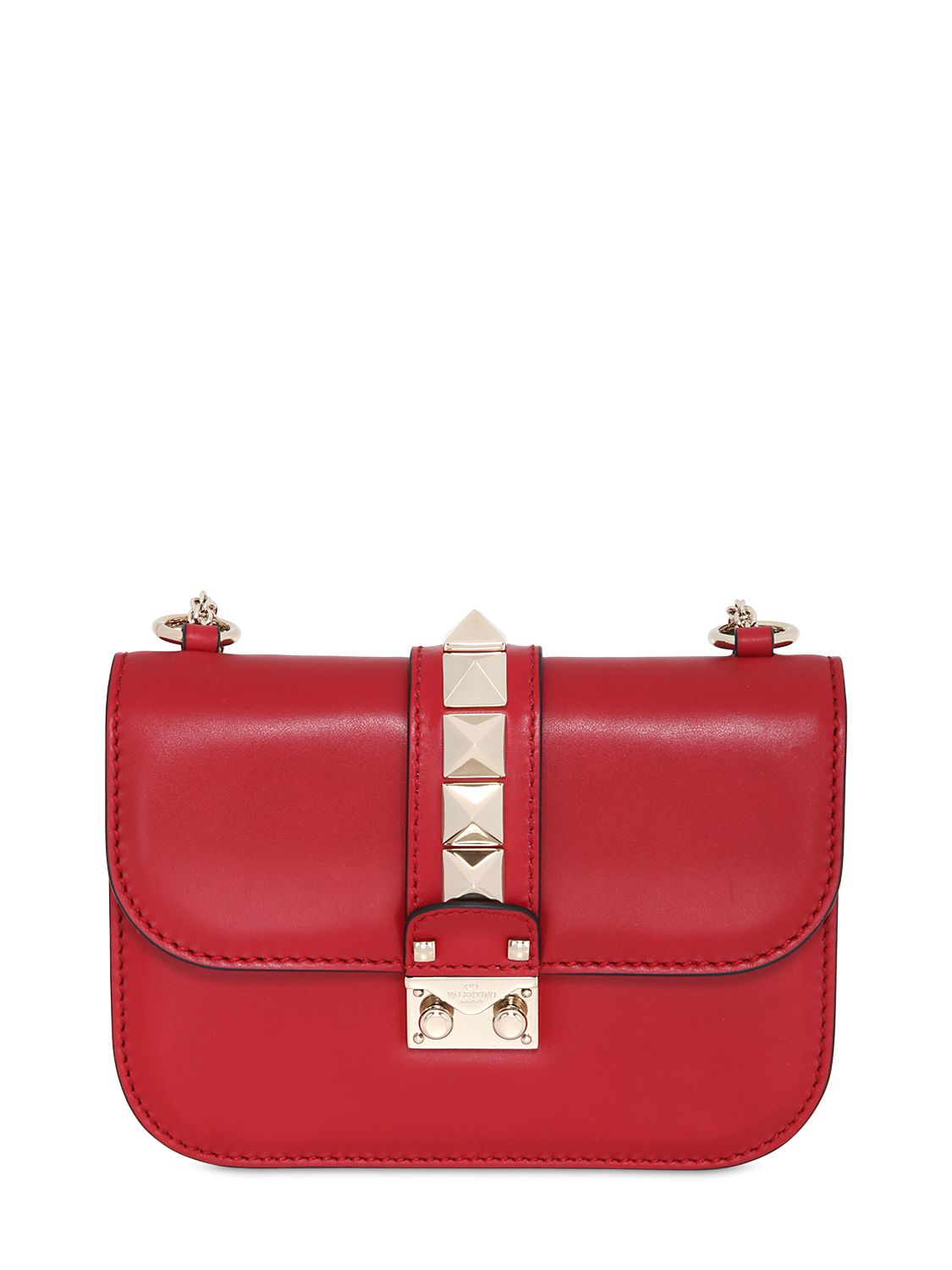 Valentino Small Lock Leather Shoulder Bag in Red - Lyst