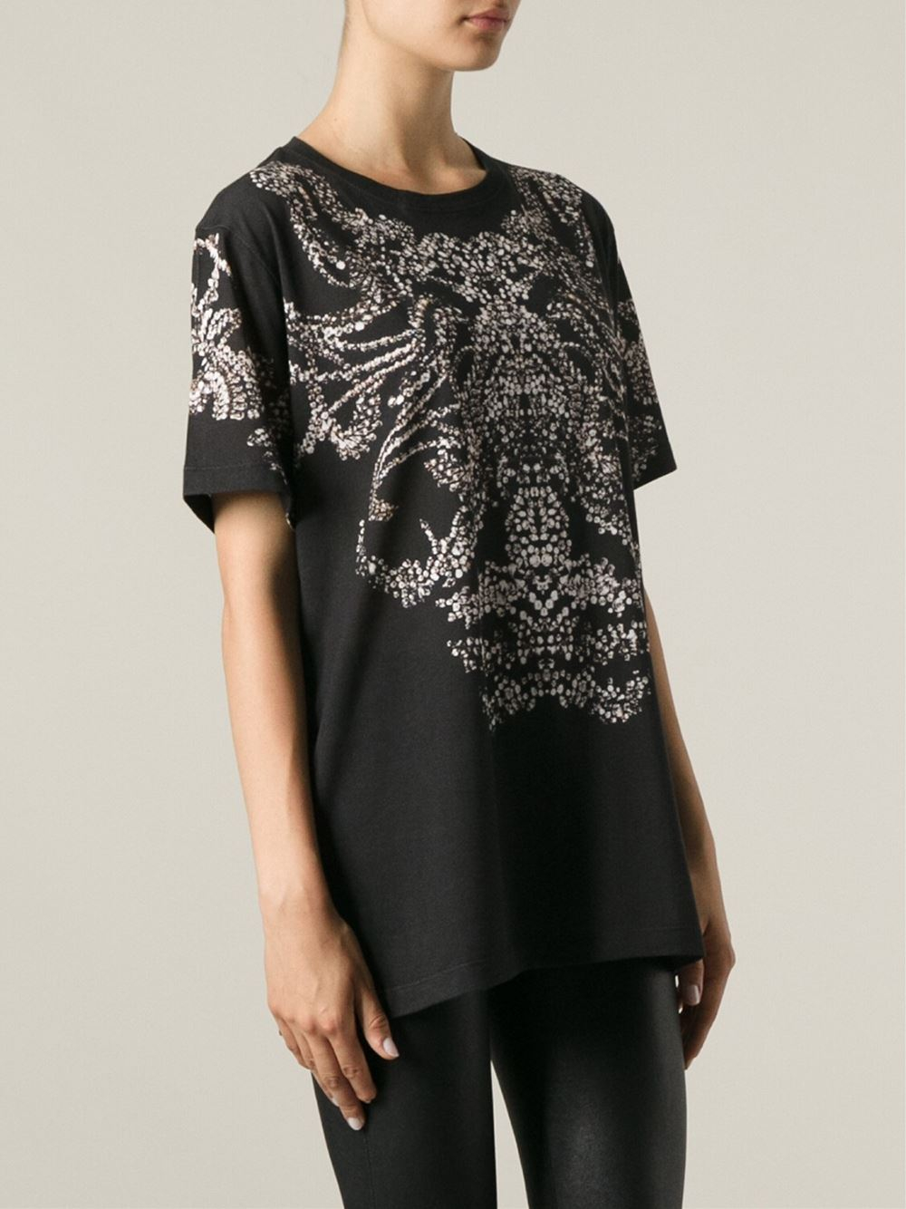 Alexander mcqueen Jeweled Print Tshirt in Black Lyst